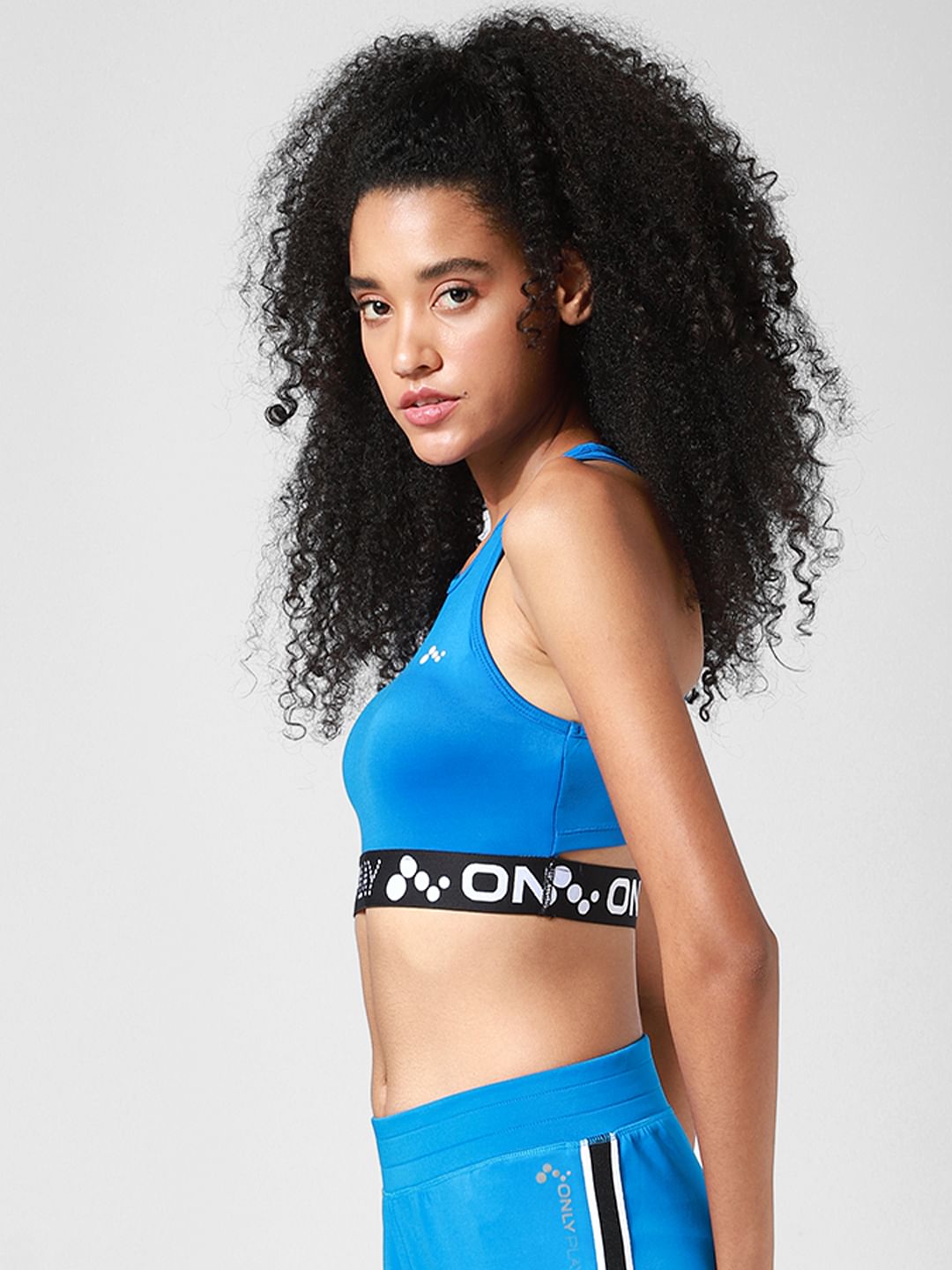 Blue Logo Print Co-Ord Sports Bra
