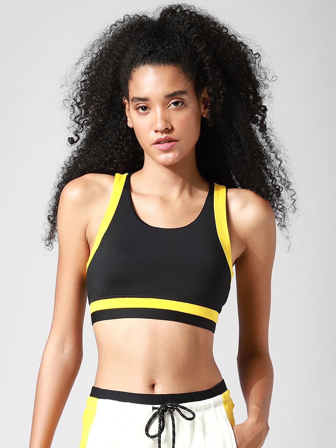 Black Colourblocked Co-Ord Sports Bra