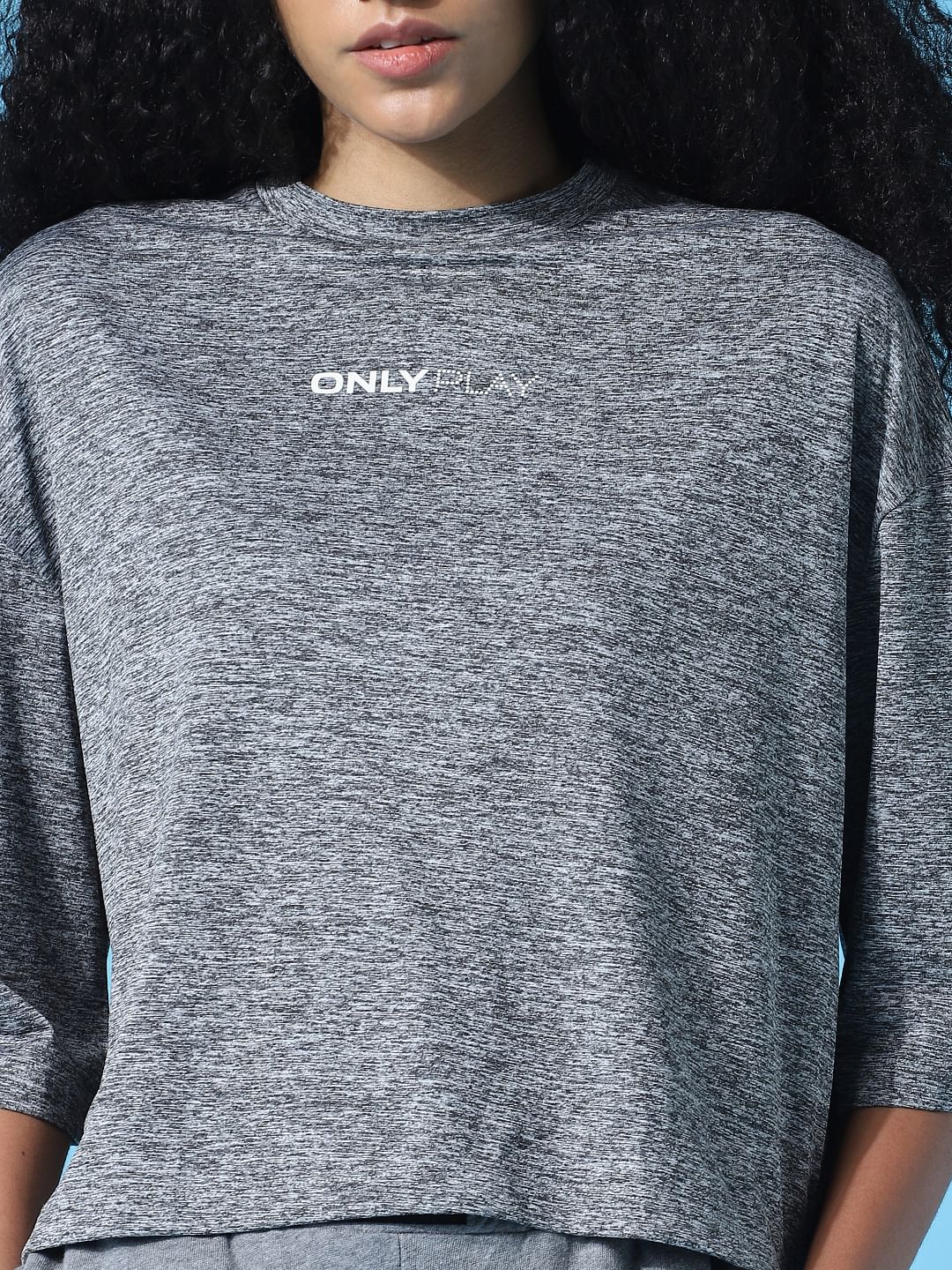 Grey Drop Shoulder Training T-Shirt