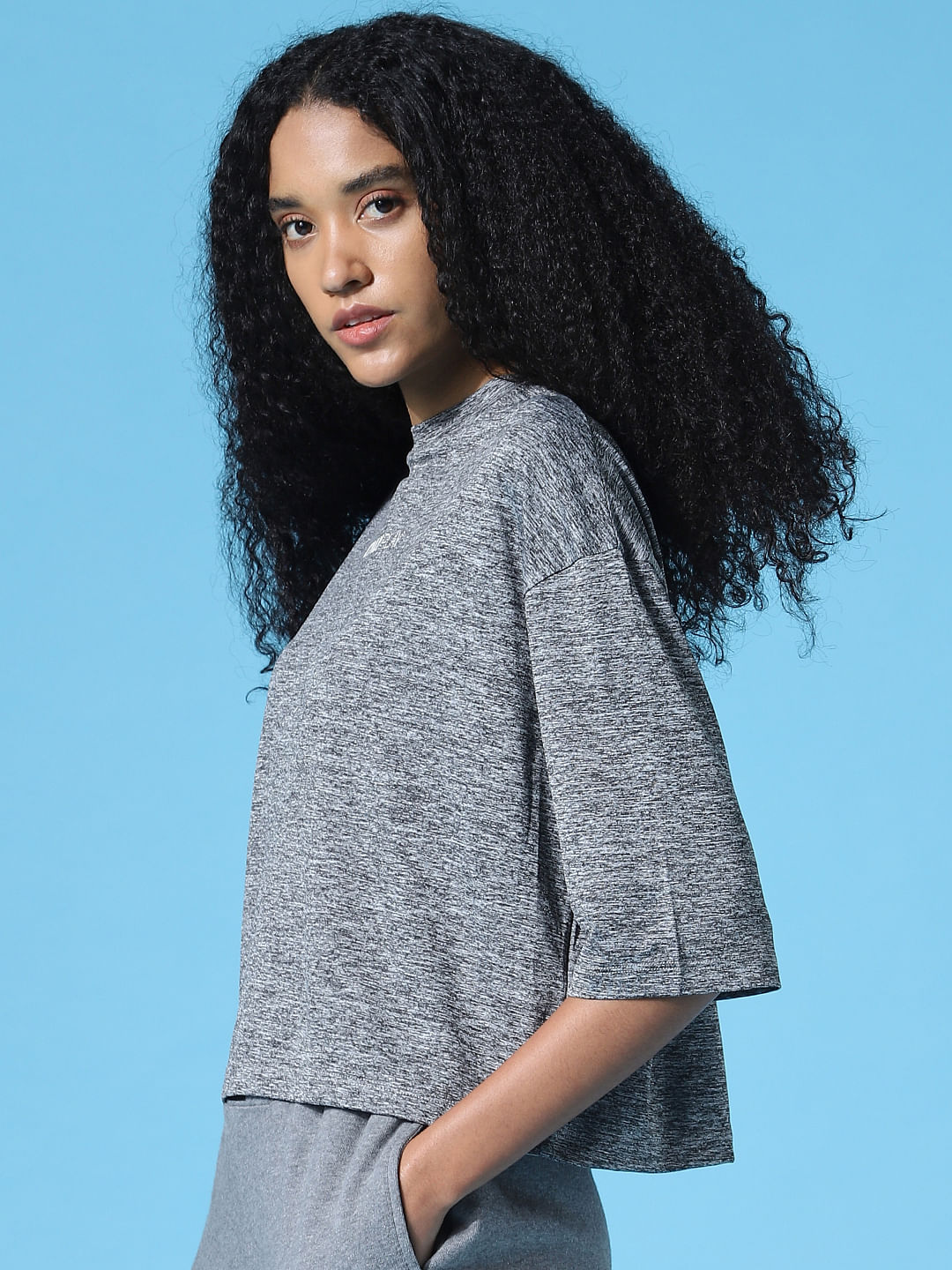 Grey Drop Shoulder Training T-Shirt