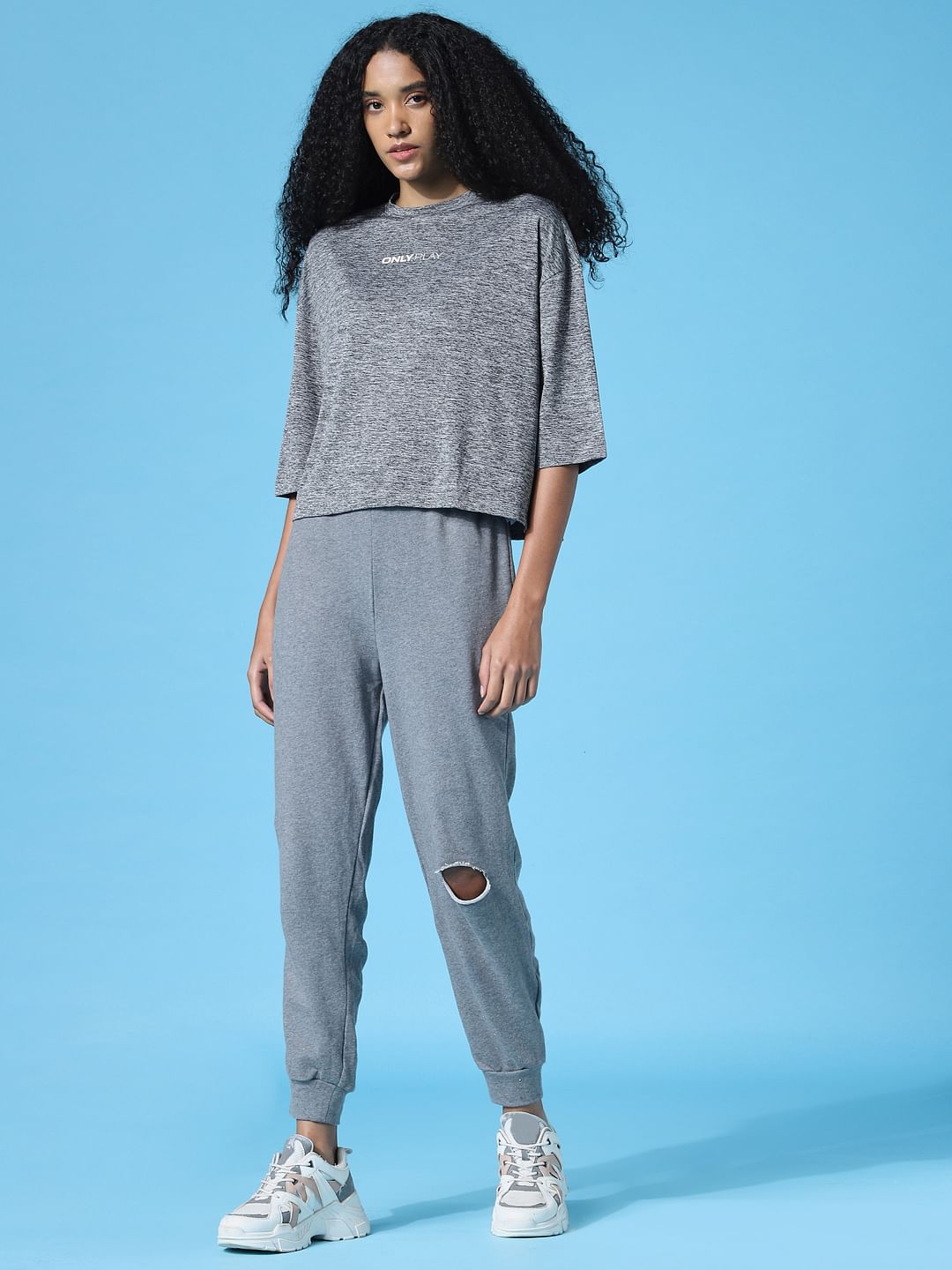 Grey Drop Shoulder Training T-Shirt