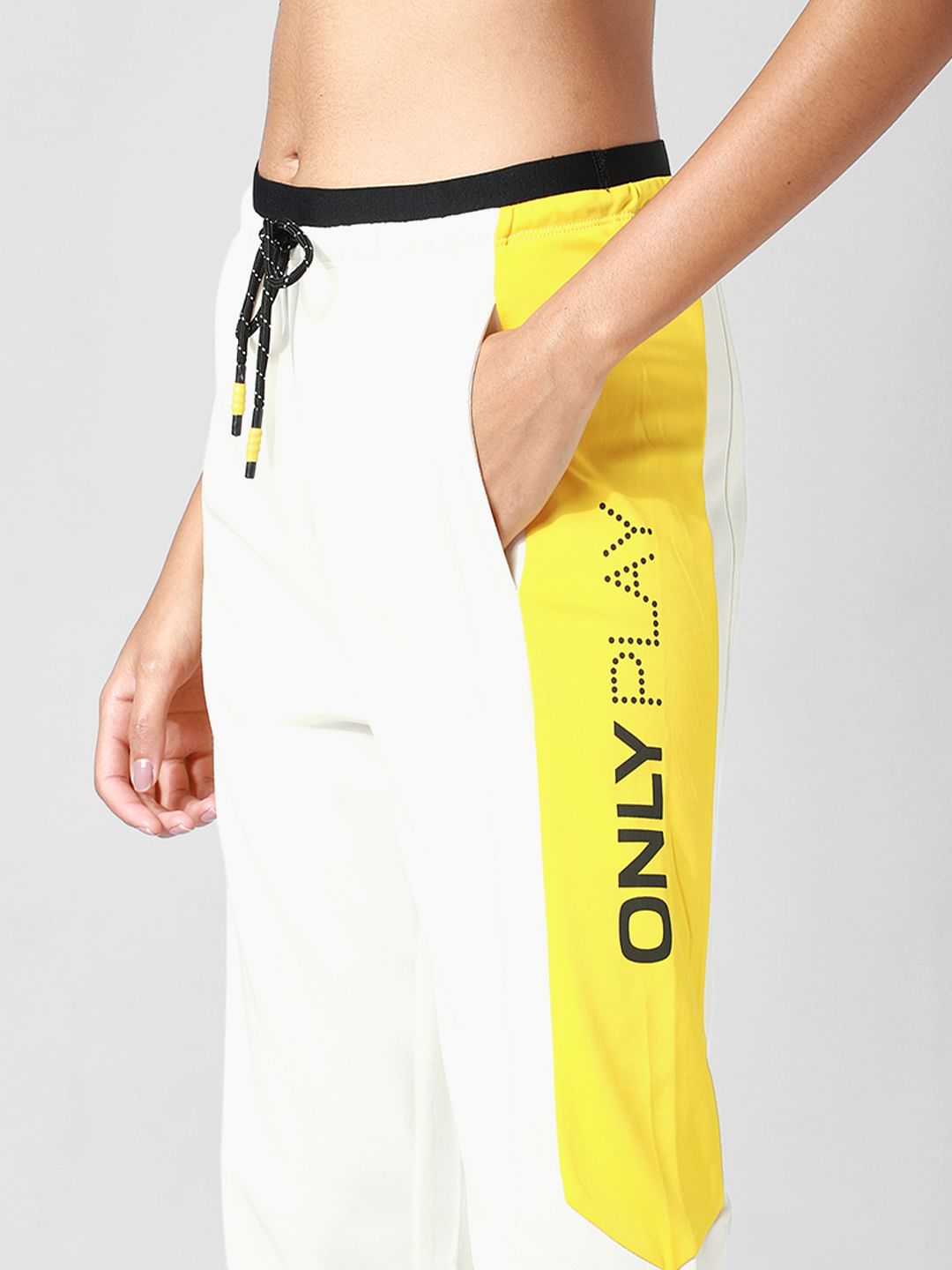 White Mid Rise Colourblocked Co-Ord Joggers