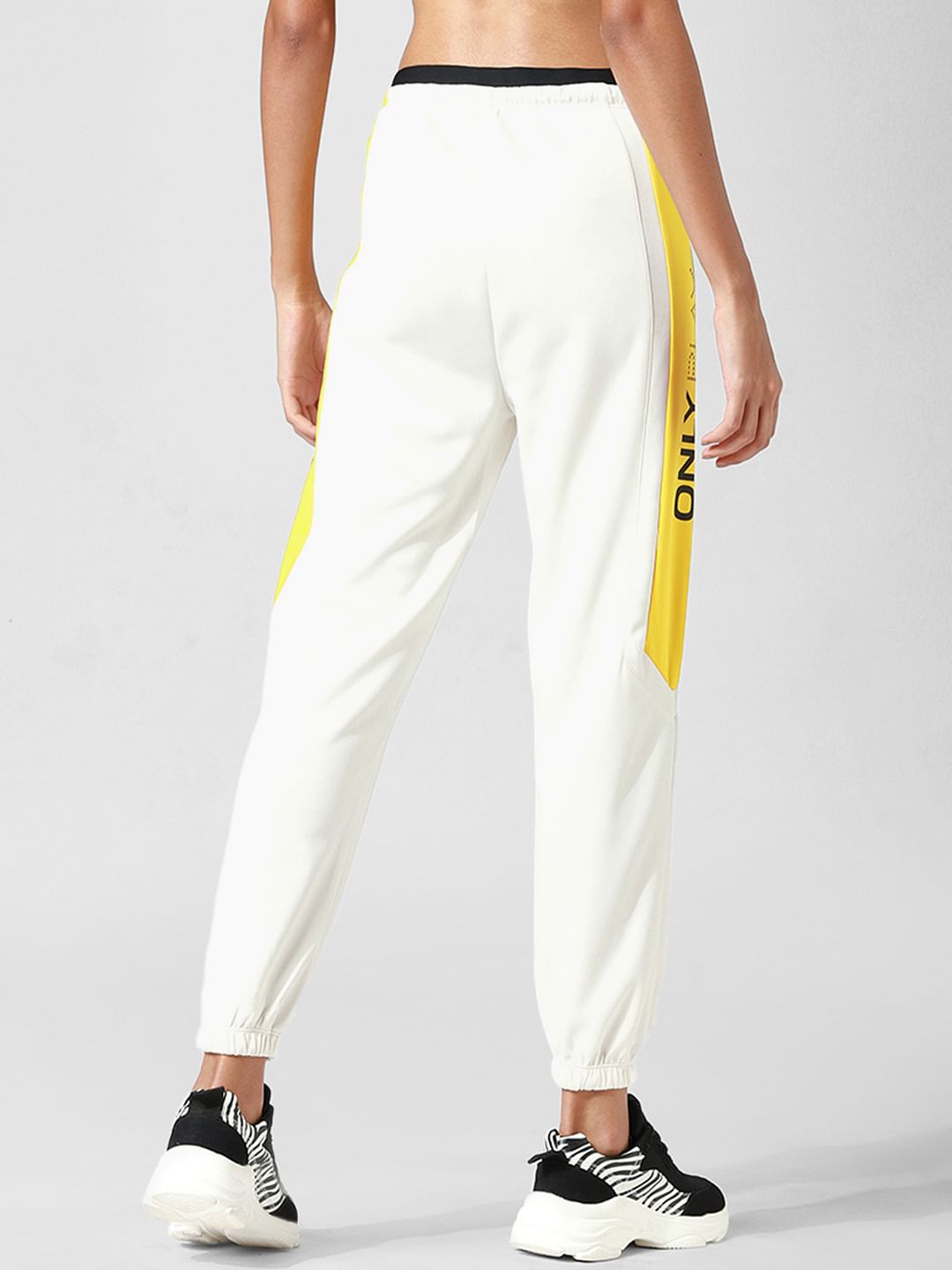 White Mid Rise Colourblocked Co-Ord Joggers