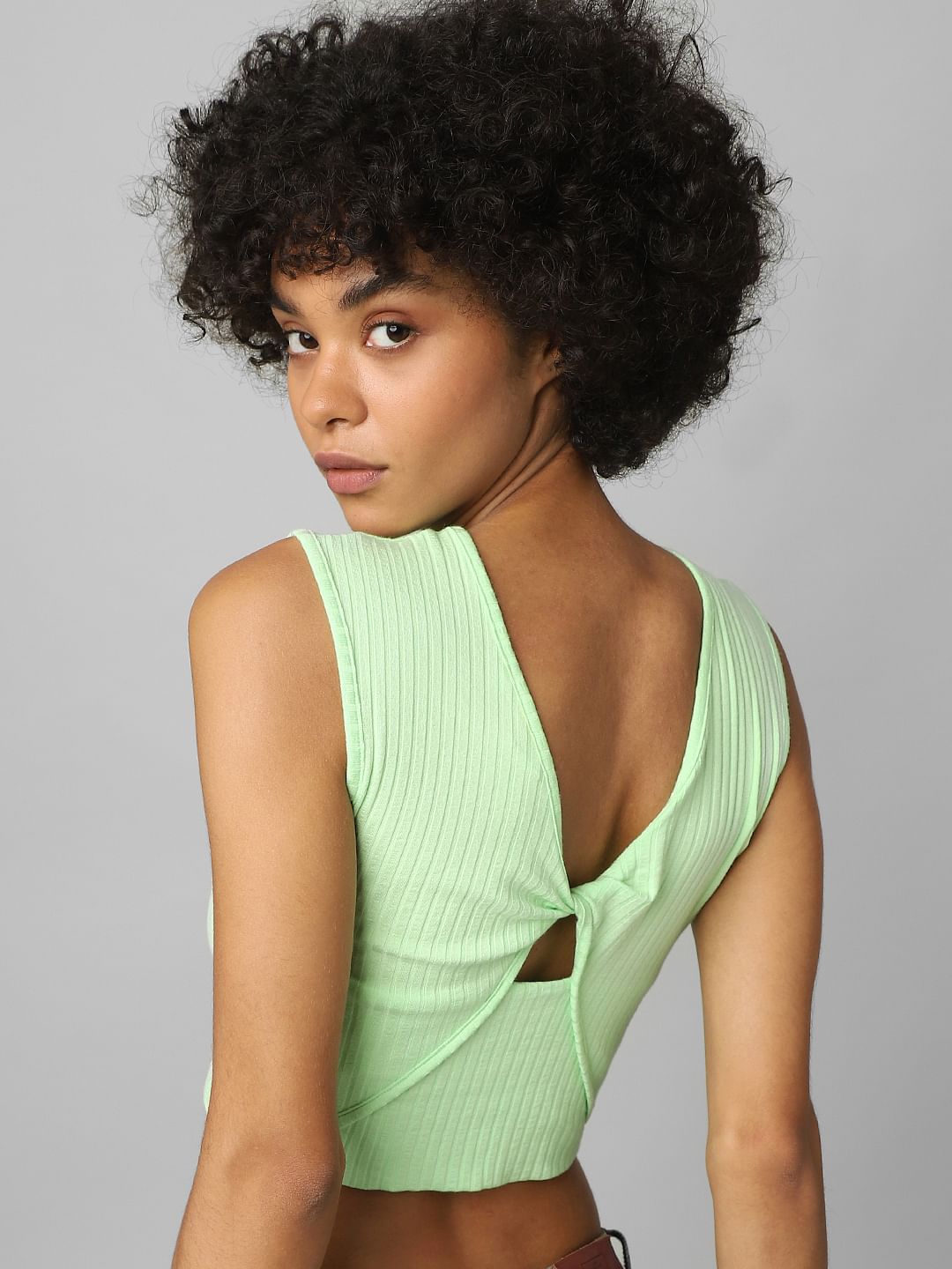 Green Back Detail Crop Top