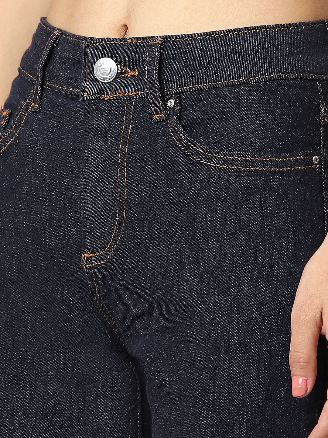 Dark Blue Mid Rise Skinny Jeans