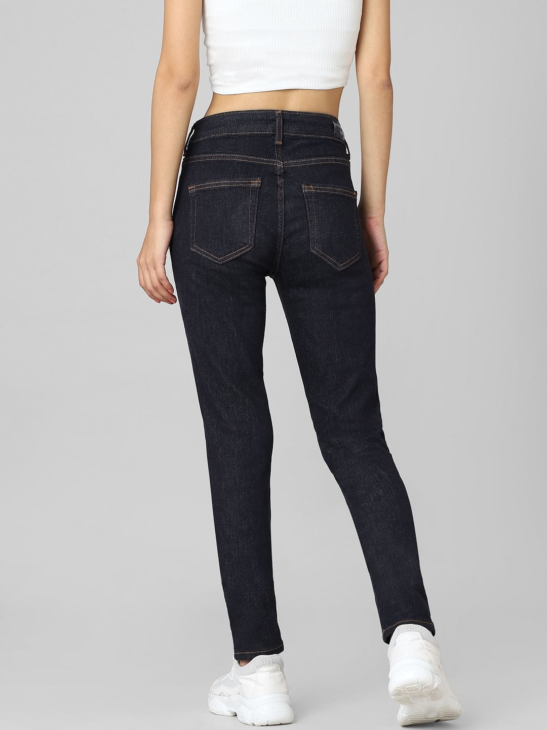 Dark Blue Mid Rise Skinny Jeans