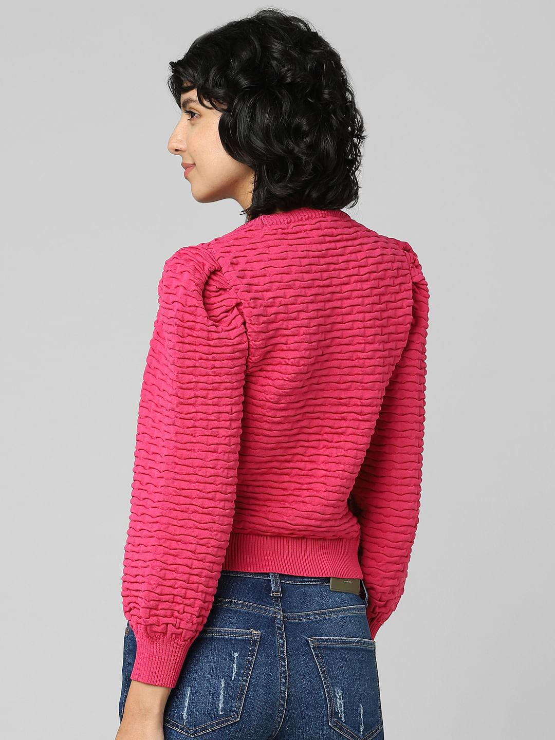 Pink Structured Knit Pullover