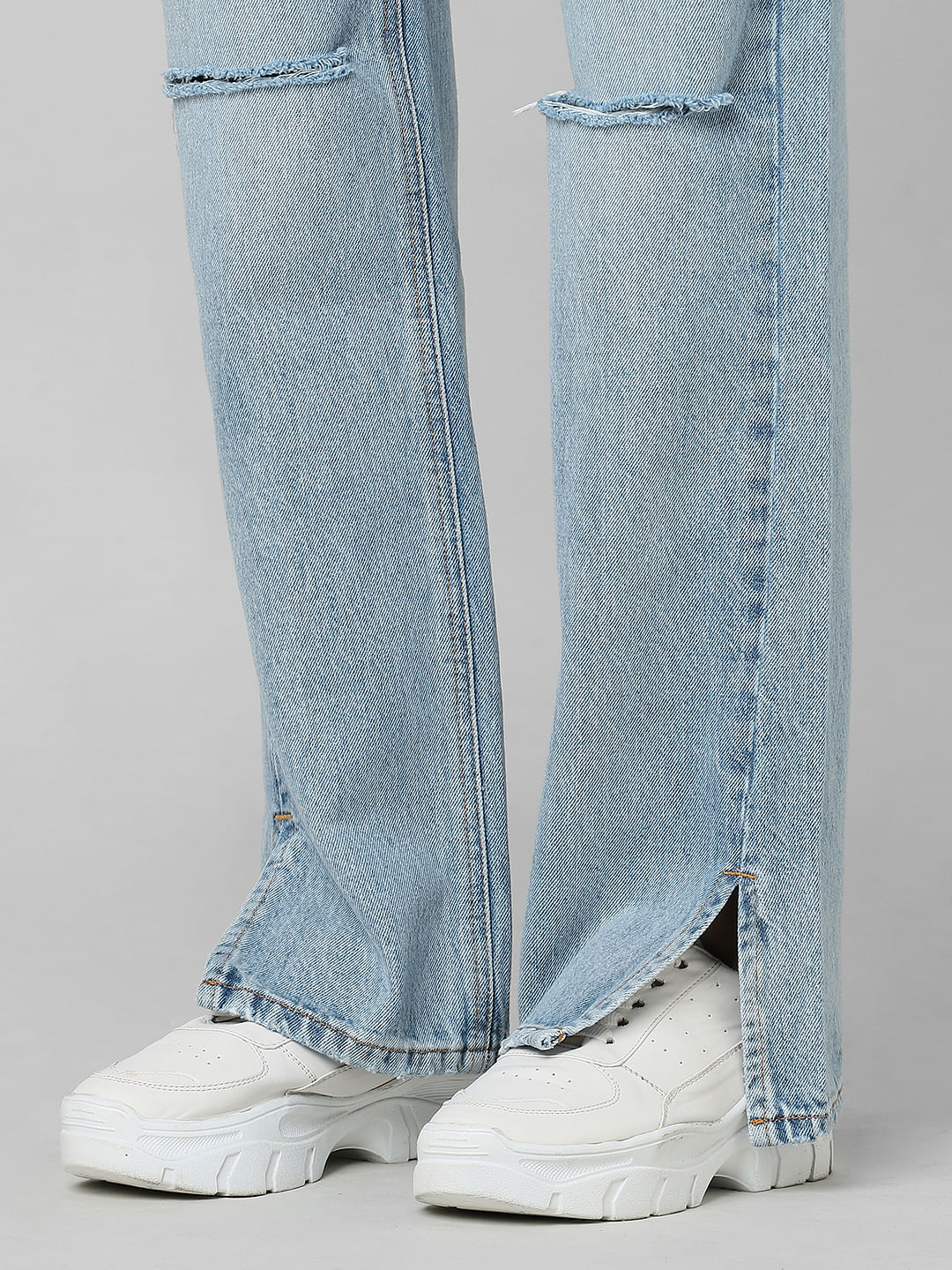 Light Blue High Rise Straight Fit Jeans