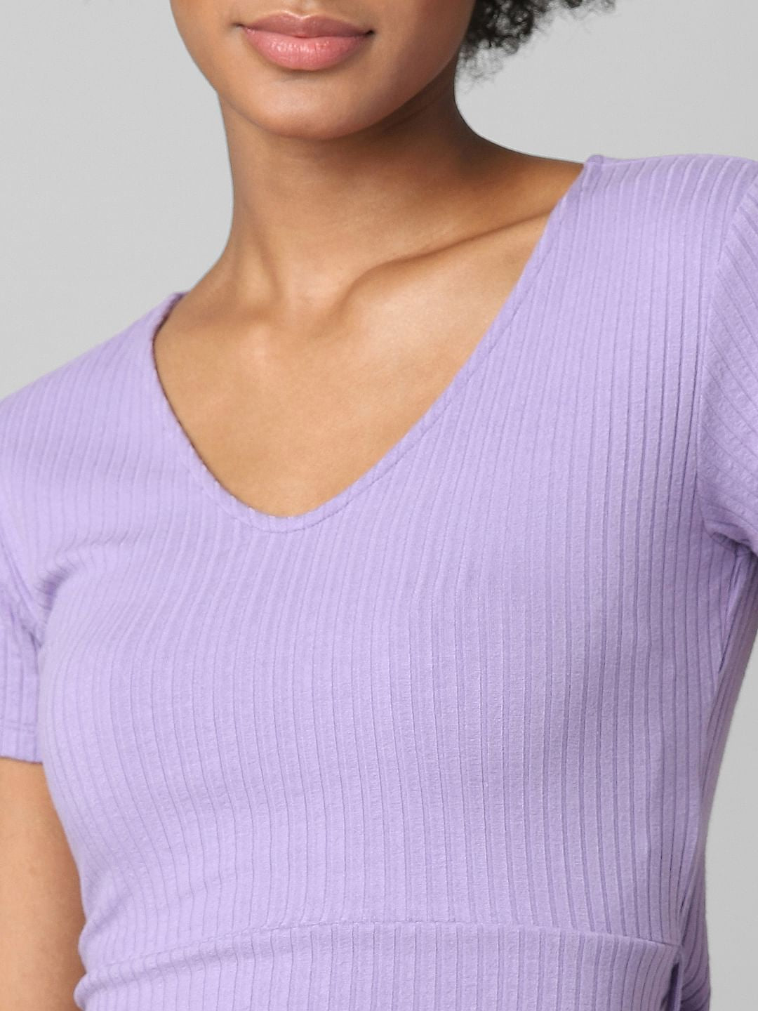 Lilac Cropped Tie-Up T-Shirt