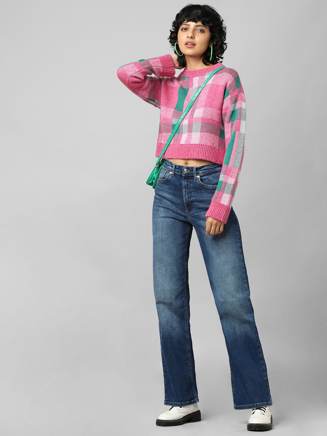 Pink Jacquard Knit Pullover