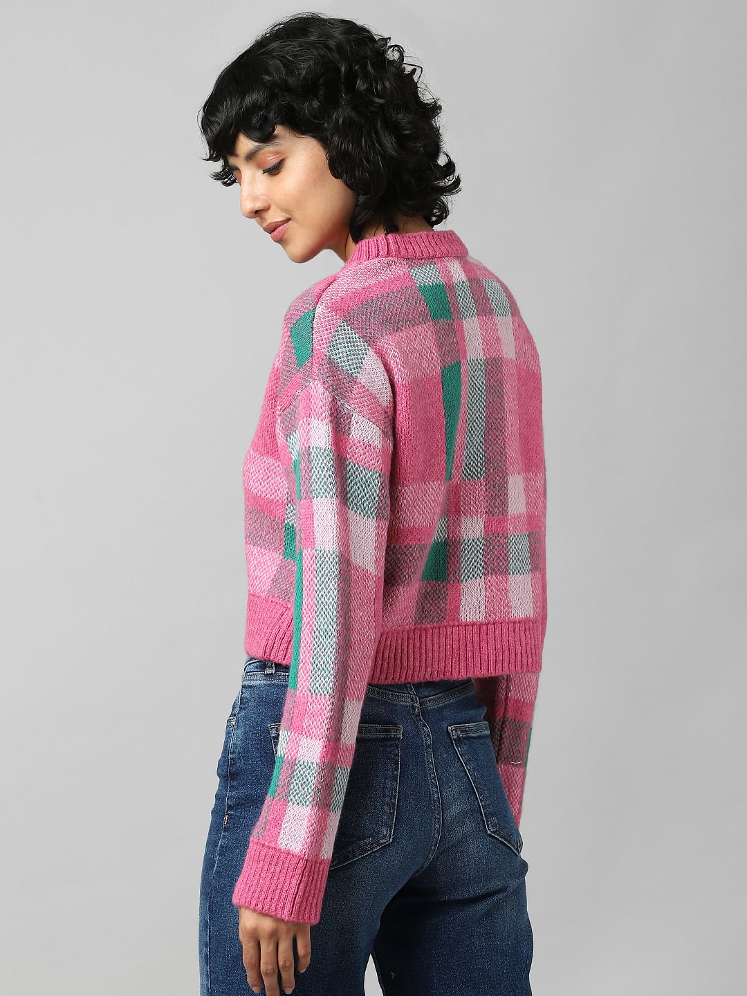 Pink Jacquard Knit Pullover
