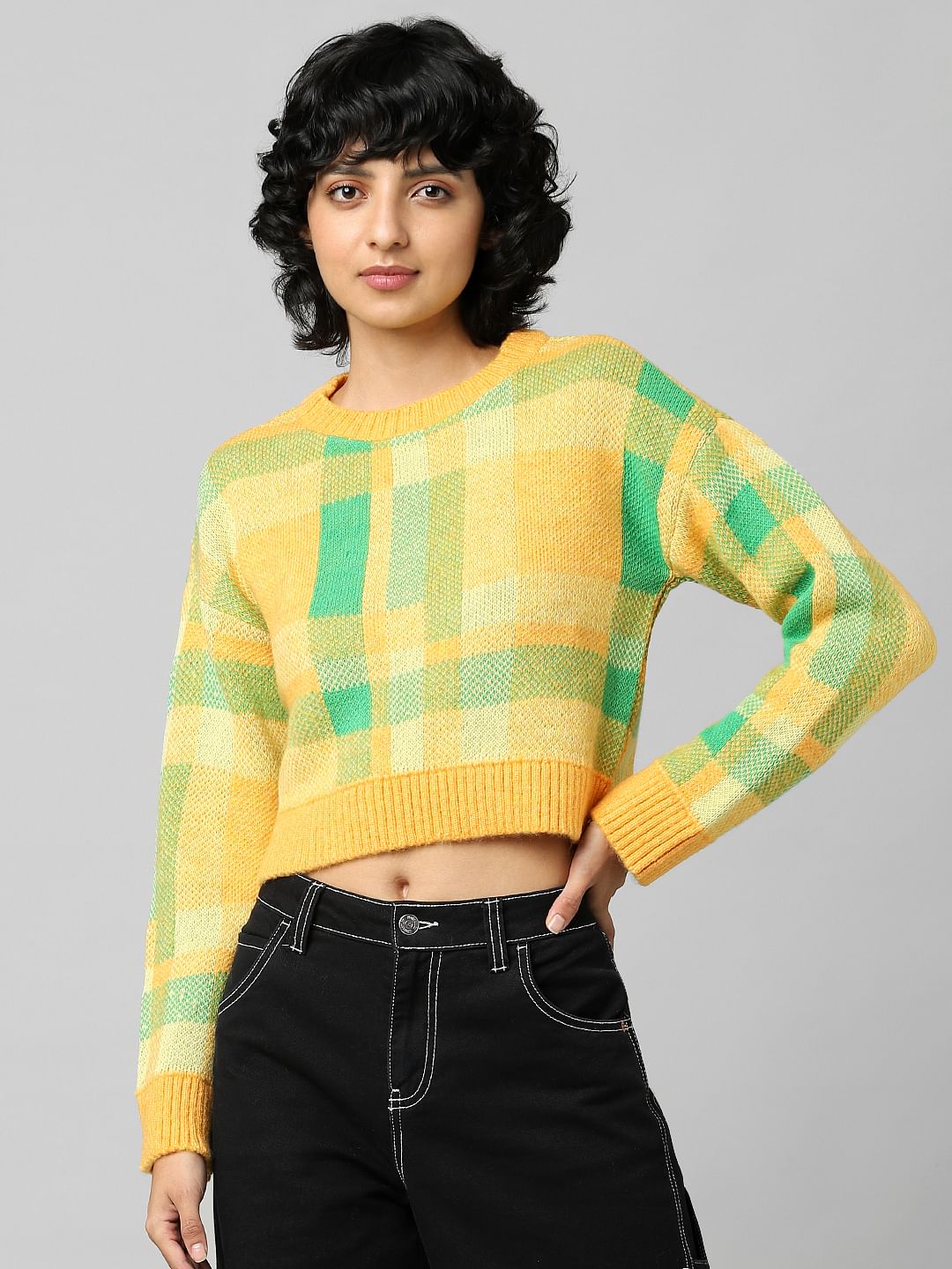 Orange Jacquard Knit Pullover