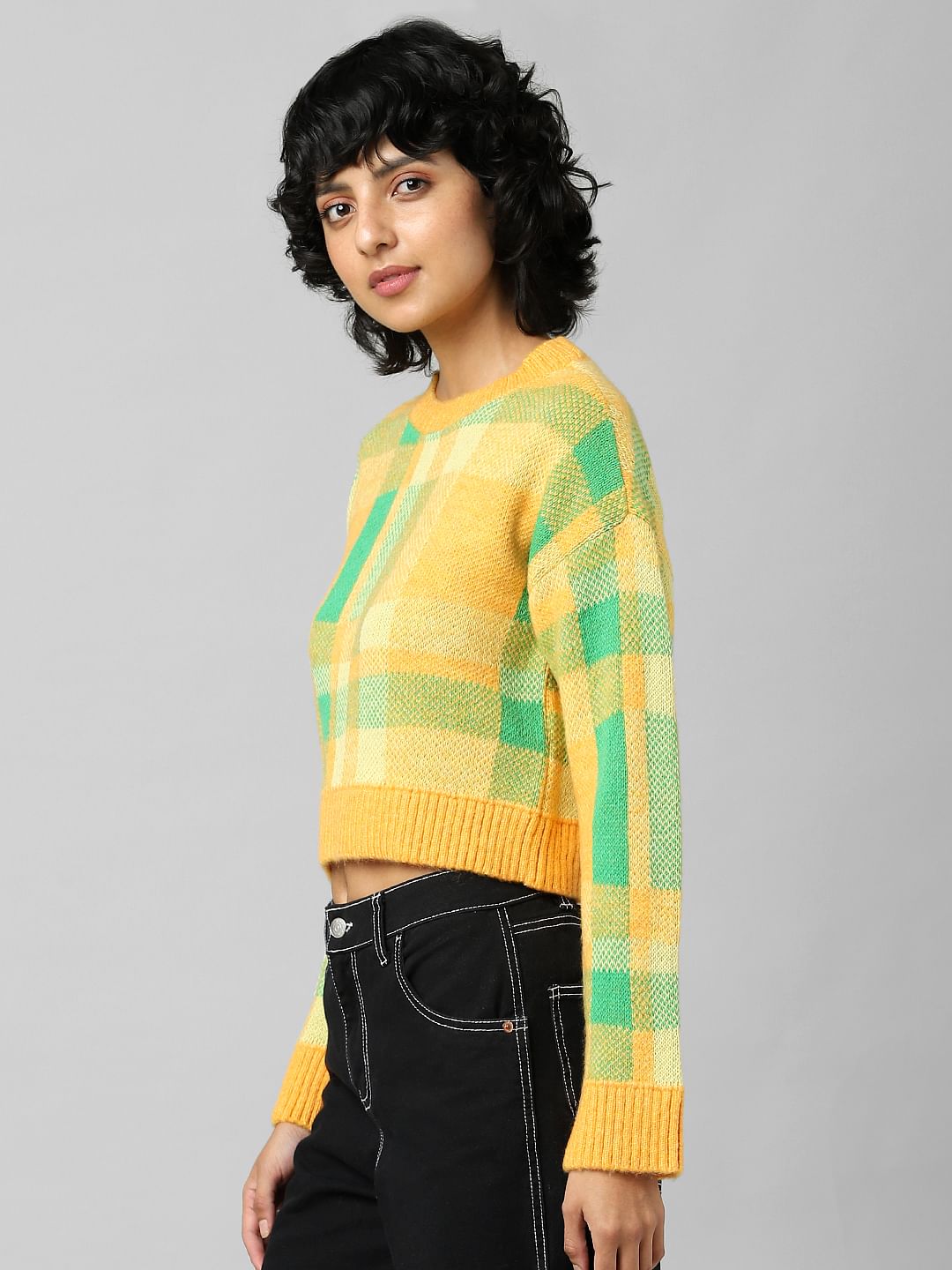 Orange Jacquard Knit Pullover