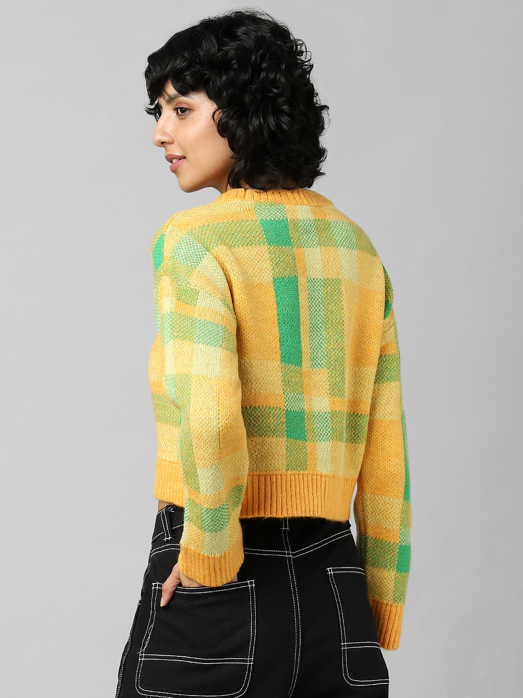 Orange Jacquard Knit Pullover