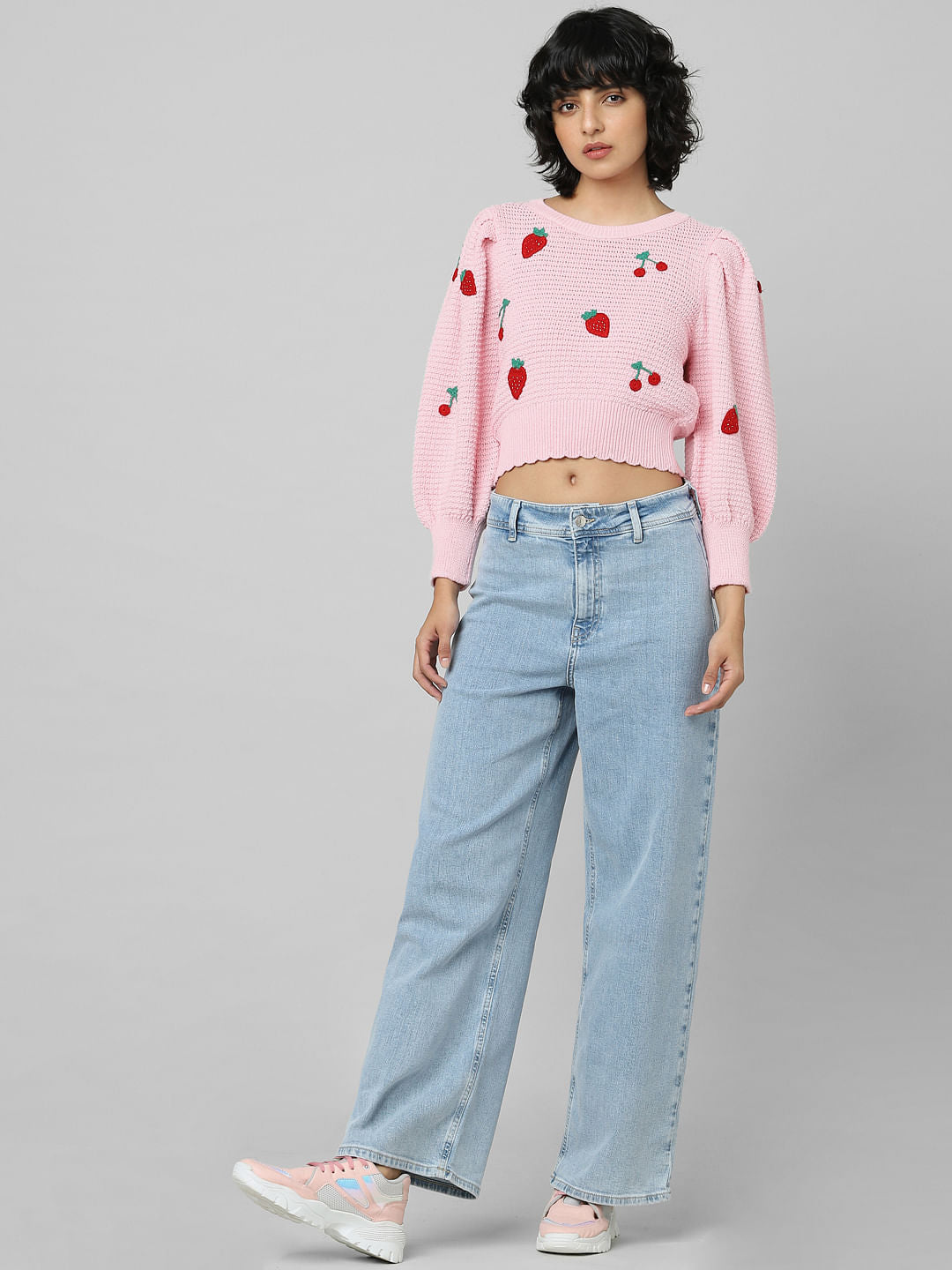 Pink Puff Sleeves Pullover
