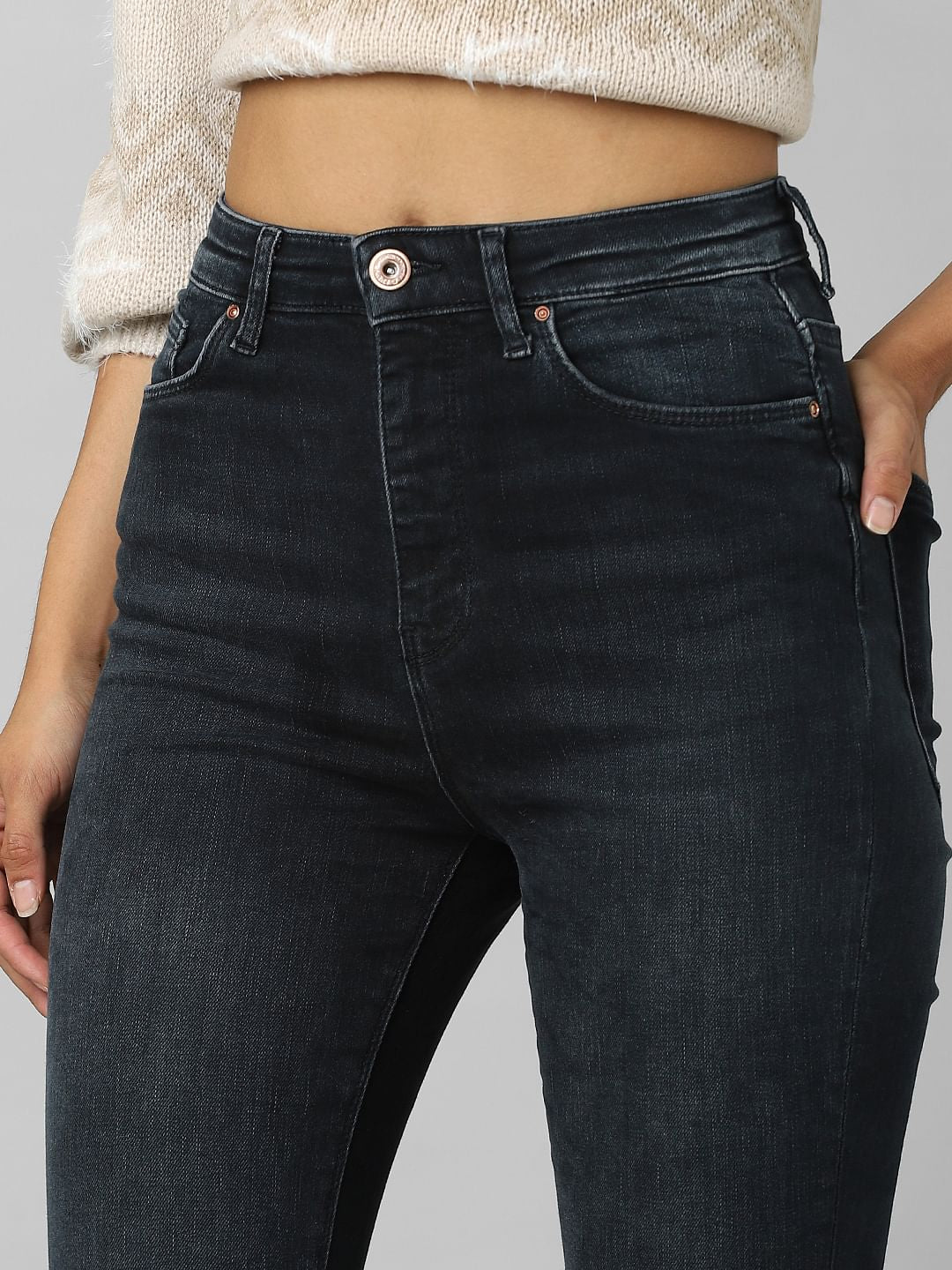 Black High Rise Washed Skinny Jeans