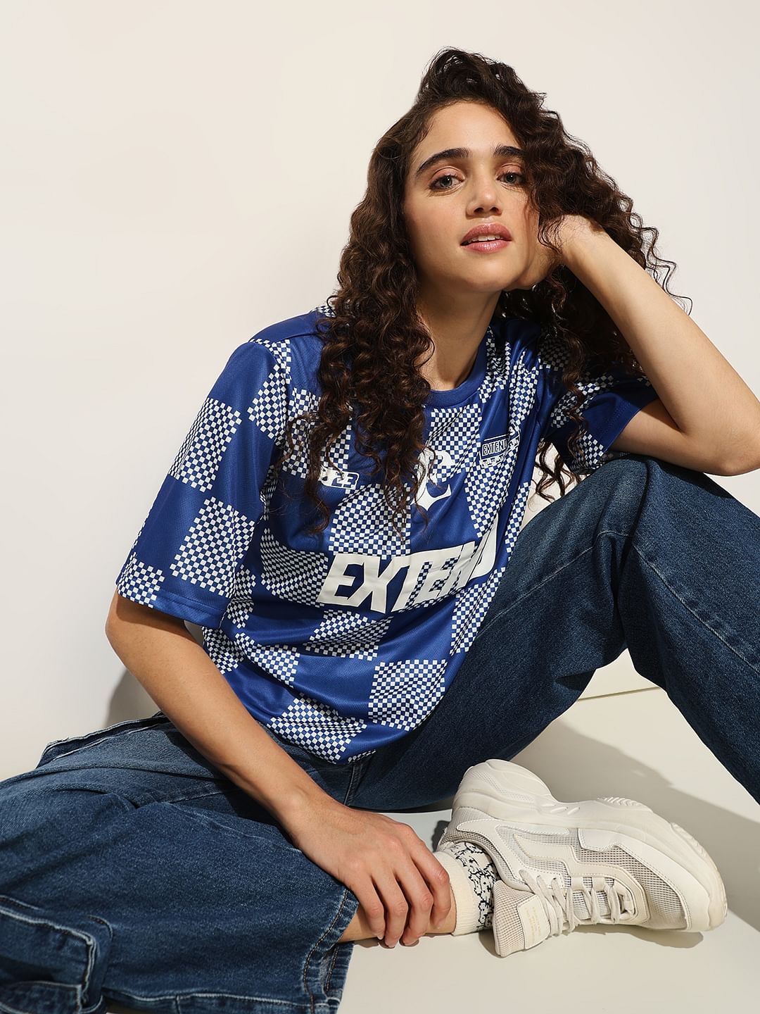 Blue Typographic Print T-Shirt