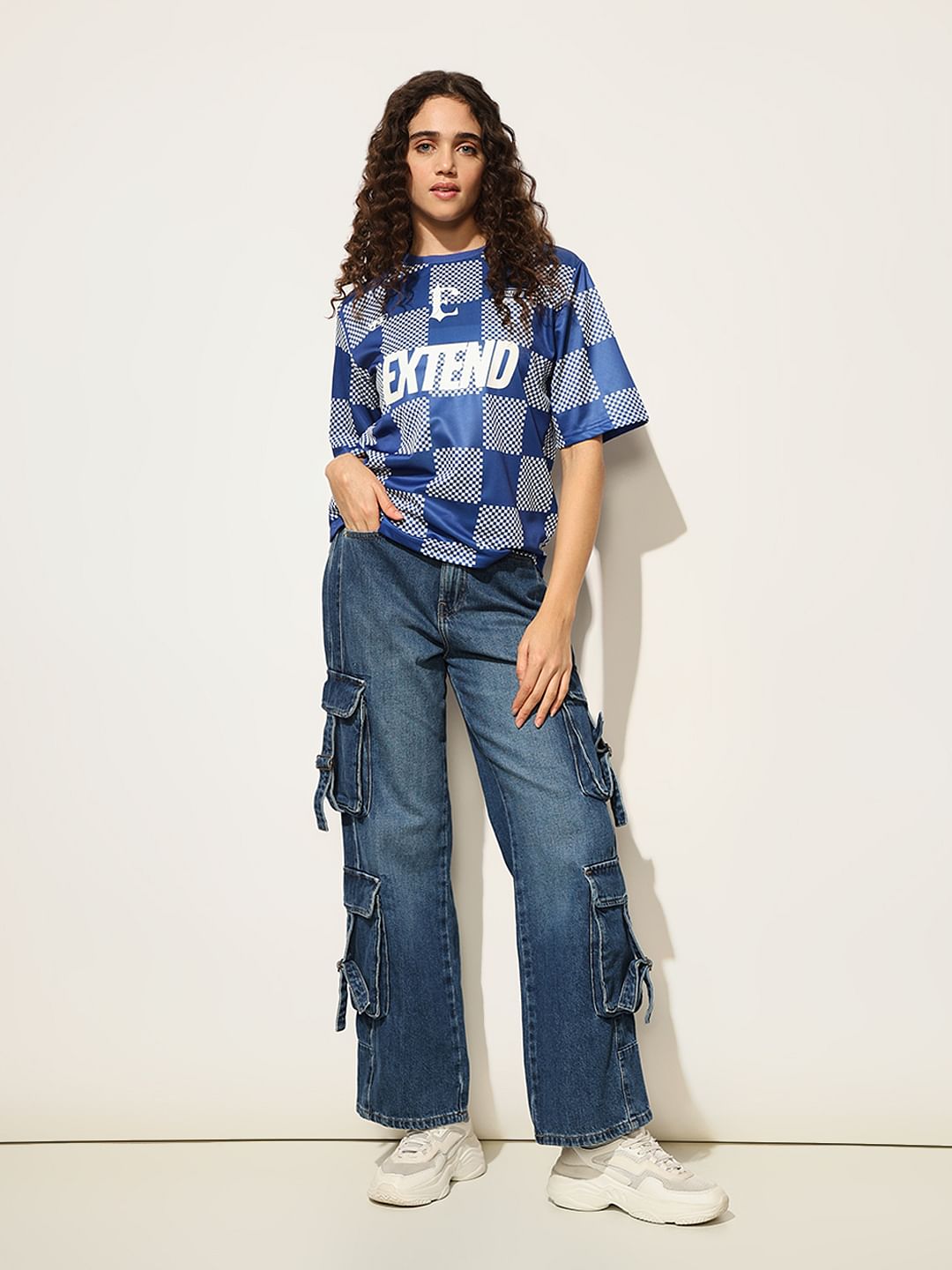 Blue Typographic Print T-Shirt