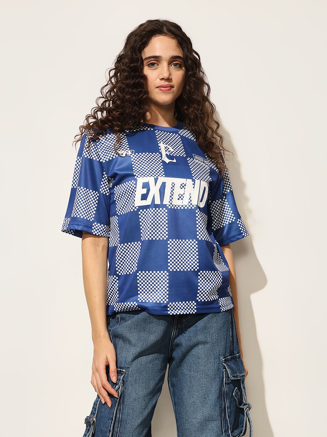 Blue Typographic Print T-Shirt