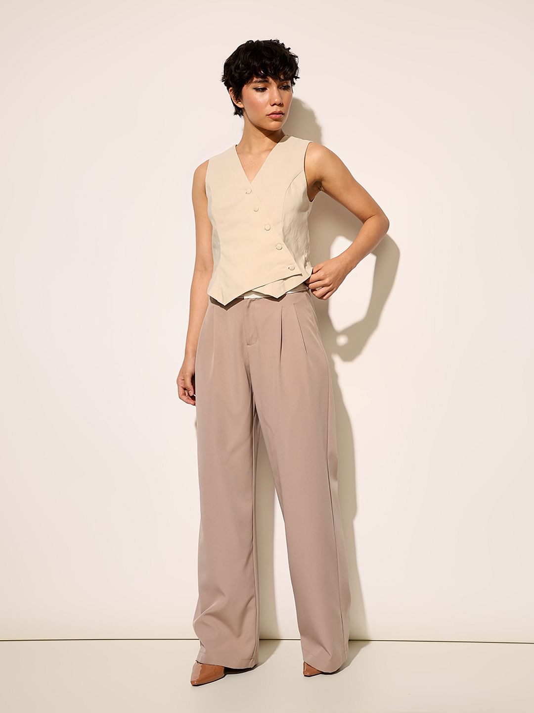 Beige Tailored Co-Ord Set Waistcoat