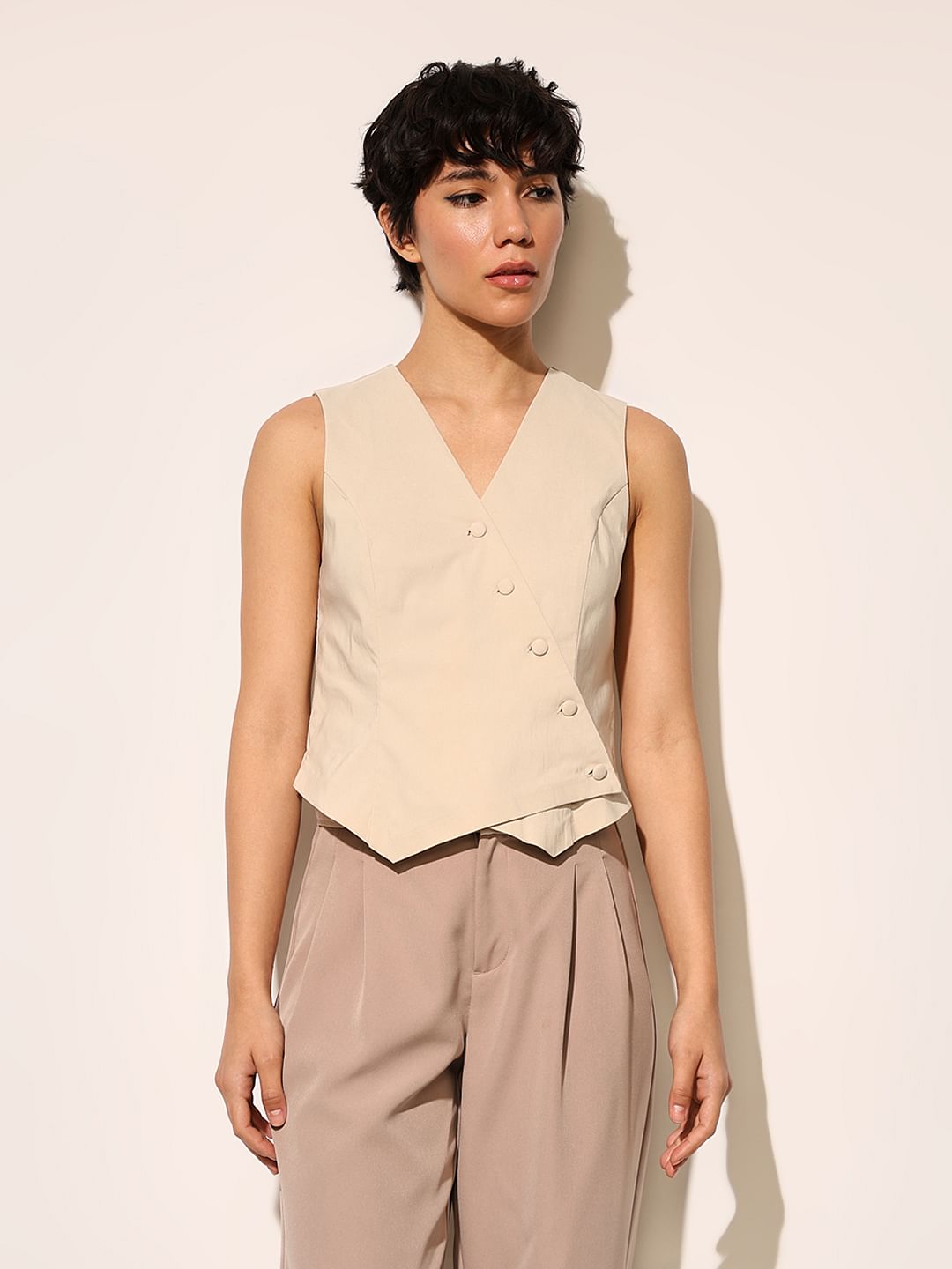 Beige Tailored Co-Ord Set Waistcoat