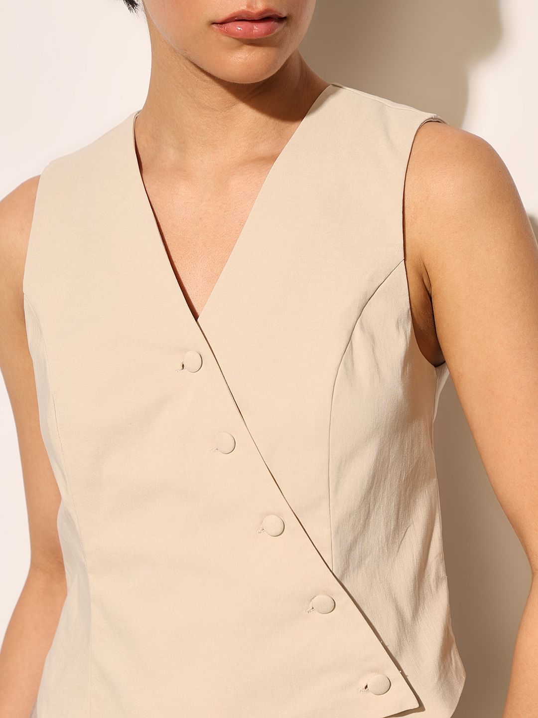 Beige Tailored Co-Ord Set Waistcoat