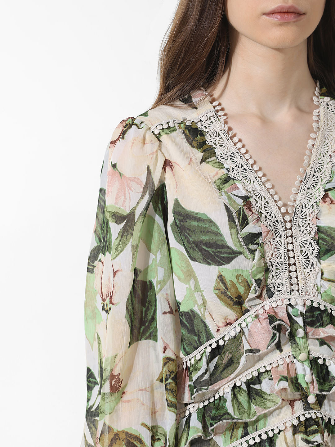 Green Printed Fit & Flare Dress