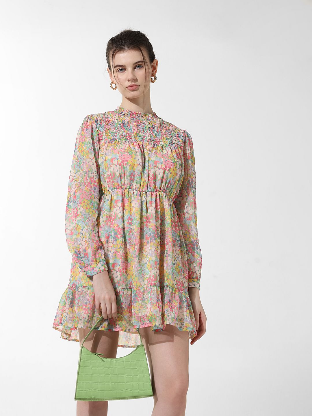 Pink Printed Fit & Flare Dress