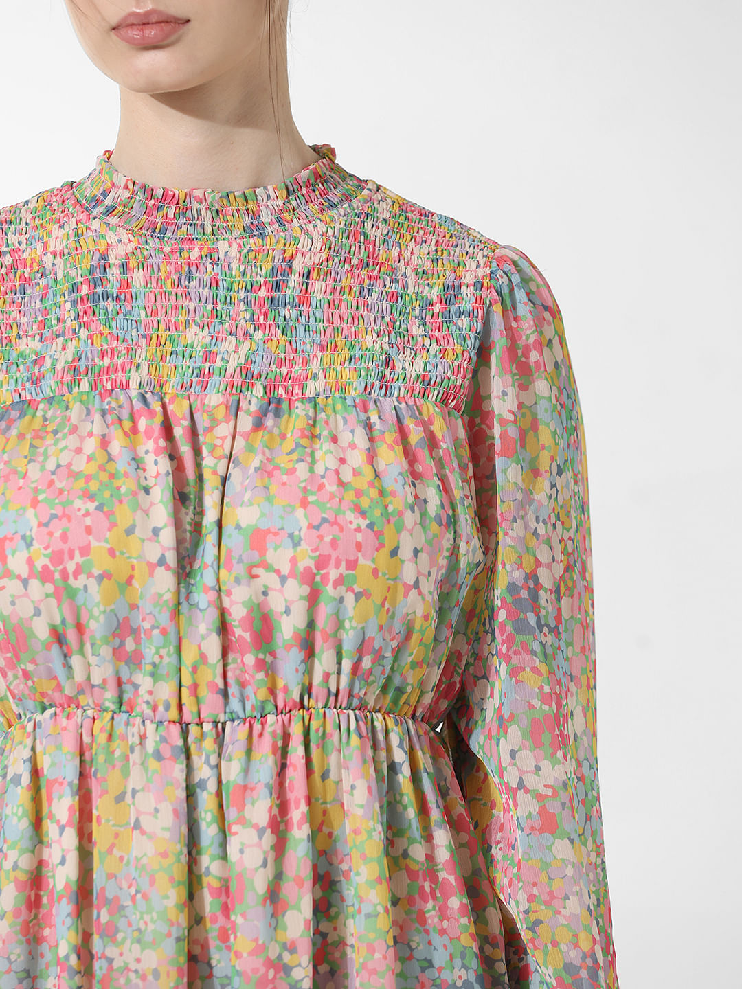 Pink Printed Fit & Flare Dress