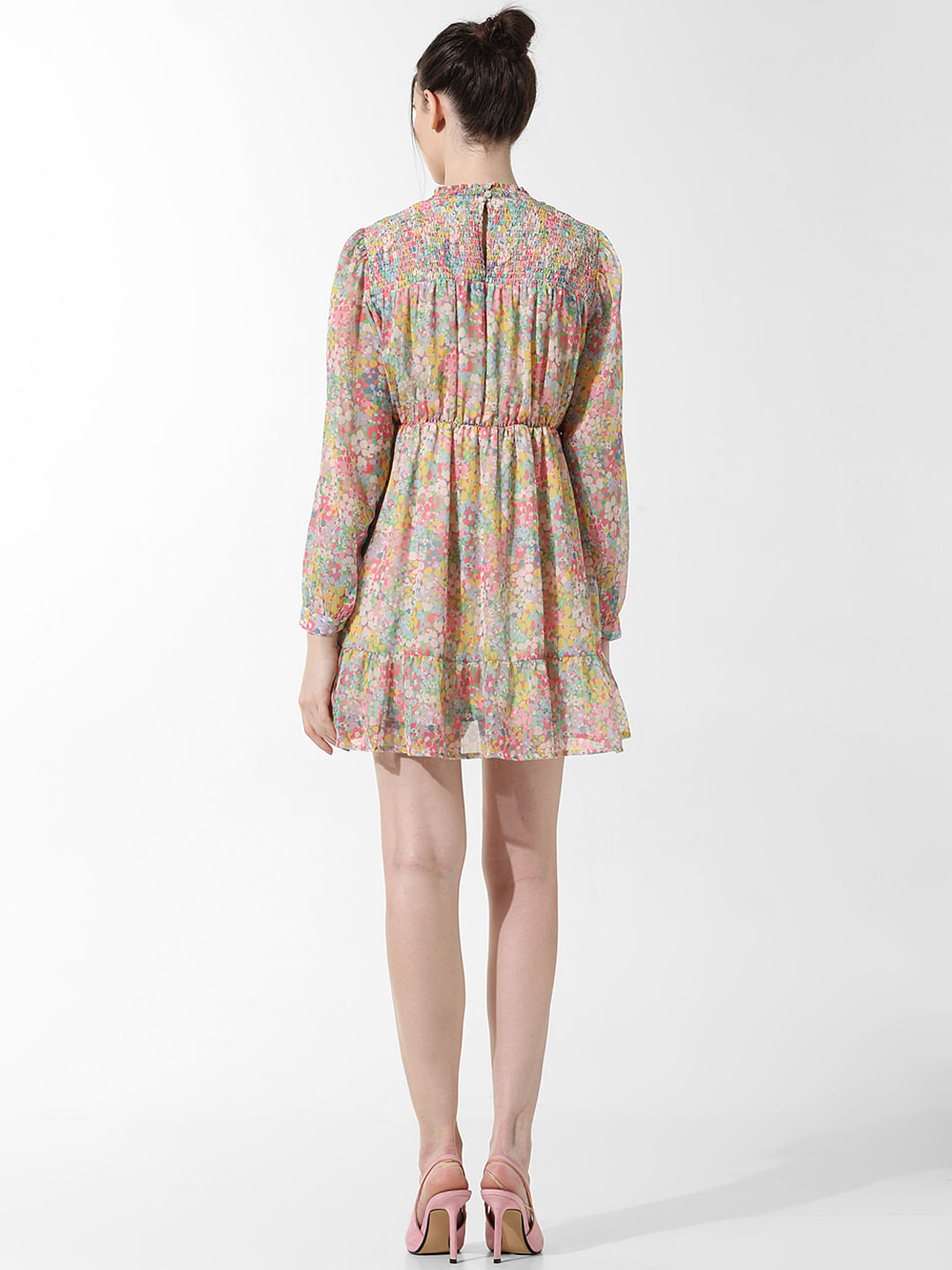 Pink Printed Fit & Flare Dress