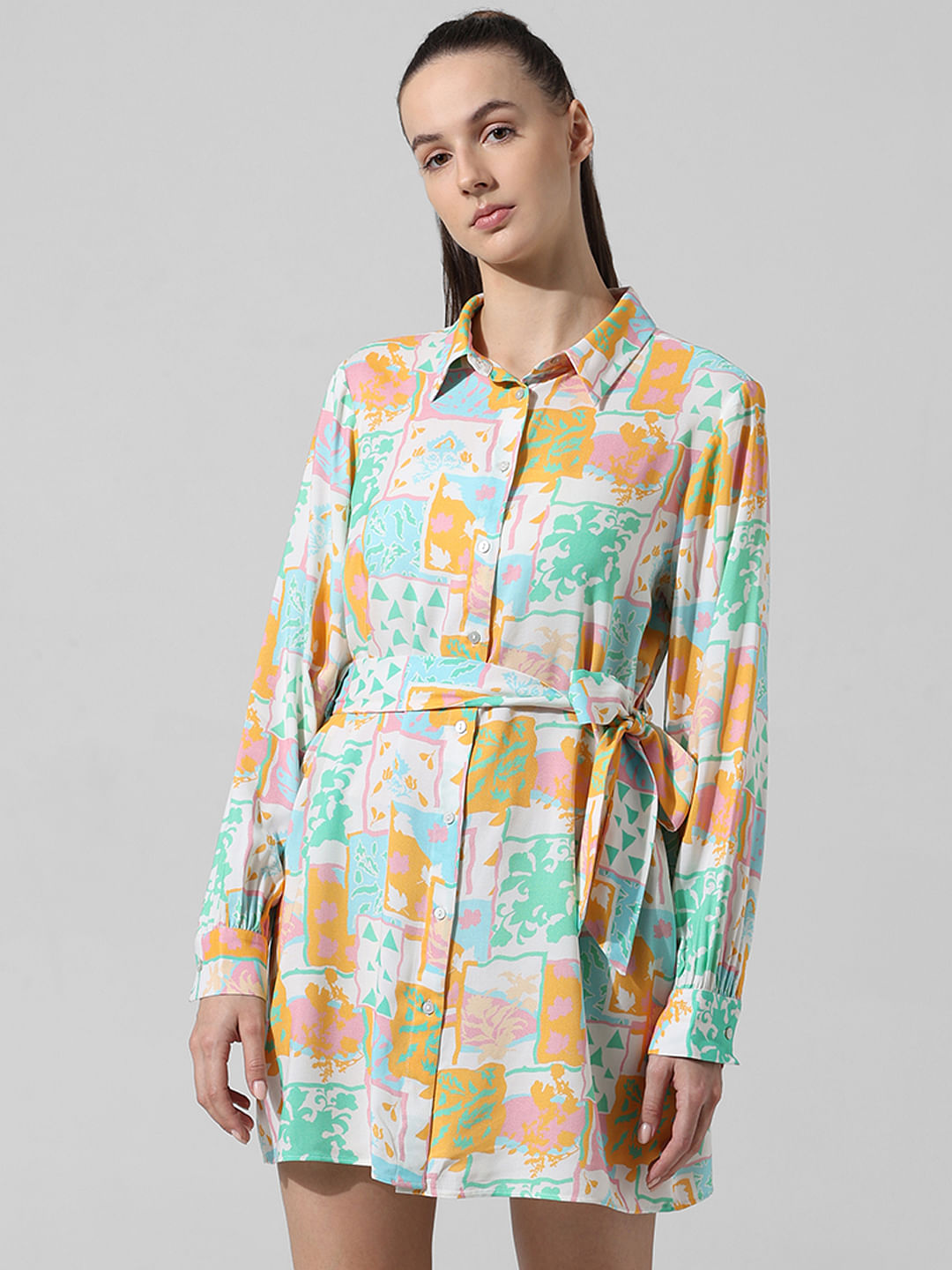 Multi-Colour Printed Shirt Dress