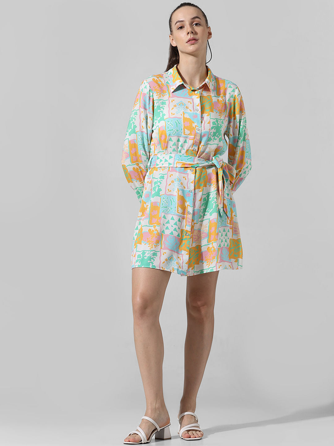 Multi-Colour Printed Shirt Dress