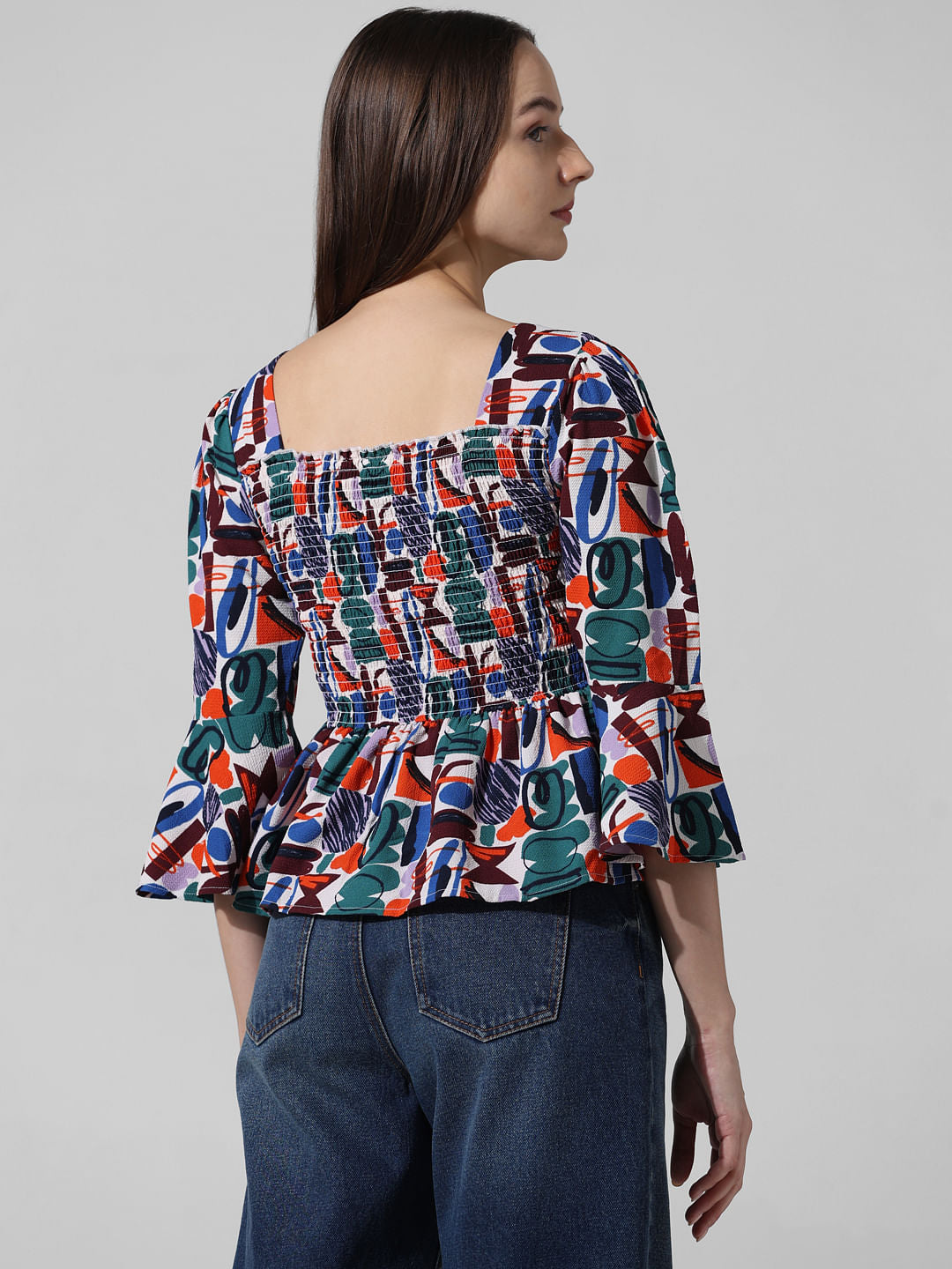 Green Abstract Print Top