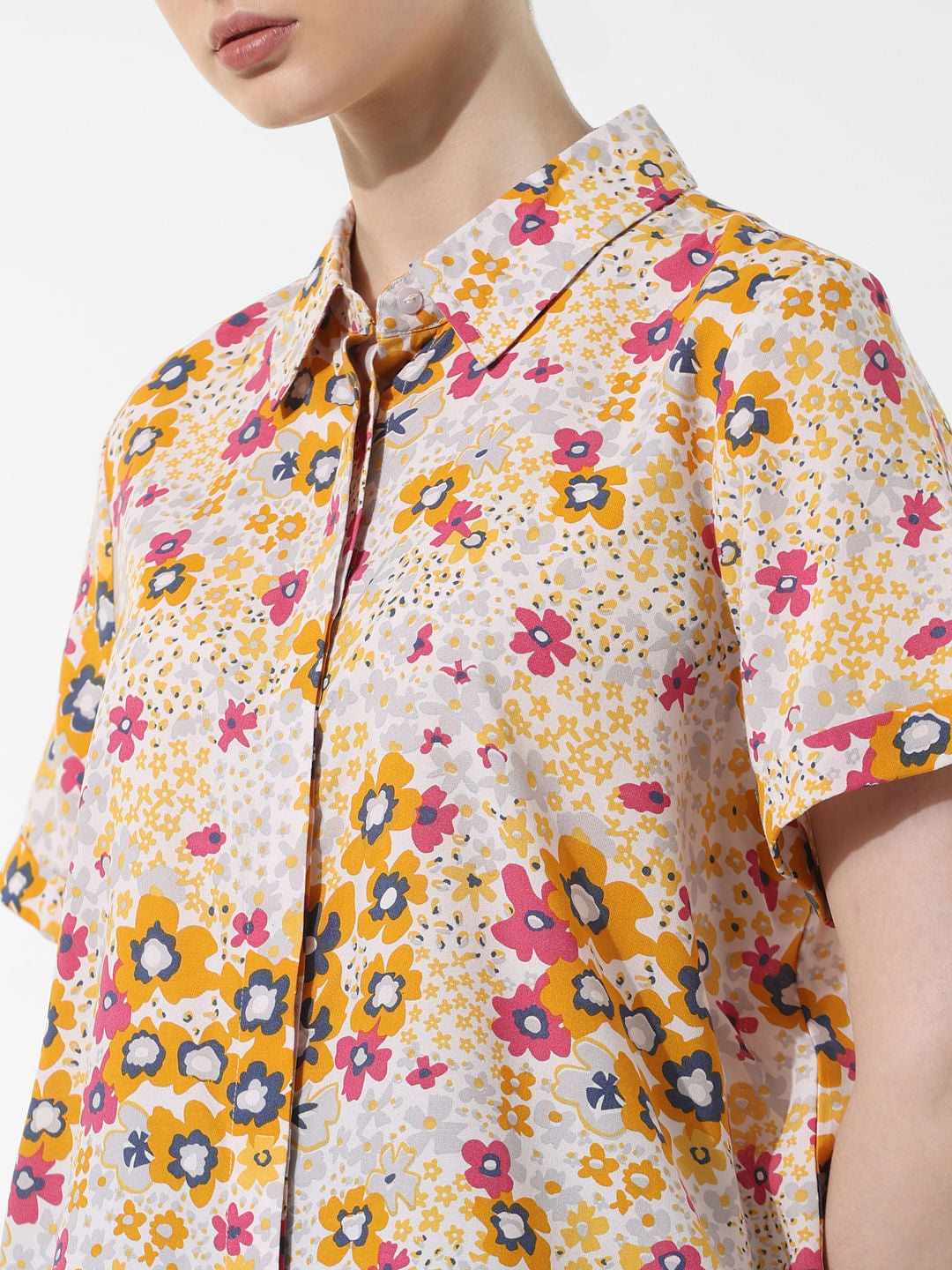 Orange Floral Print Resort Shirt