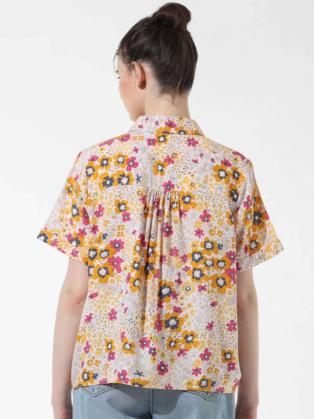 Orange Floral Print Resort Shirt