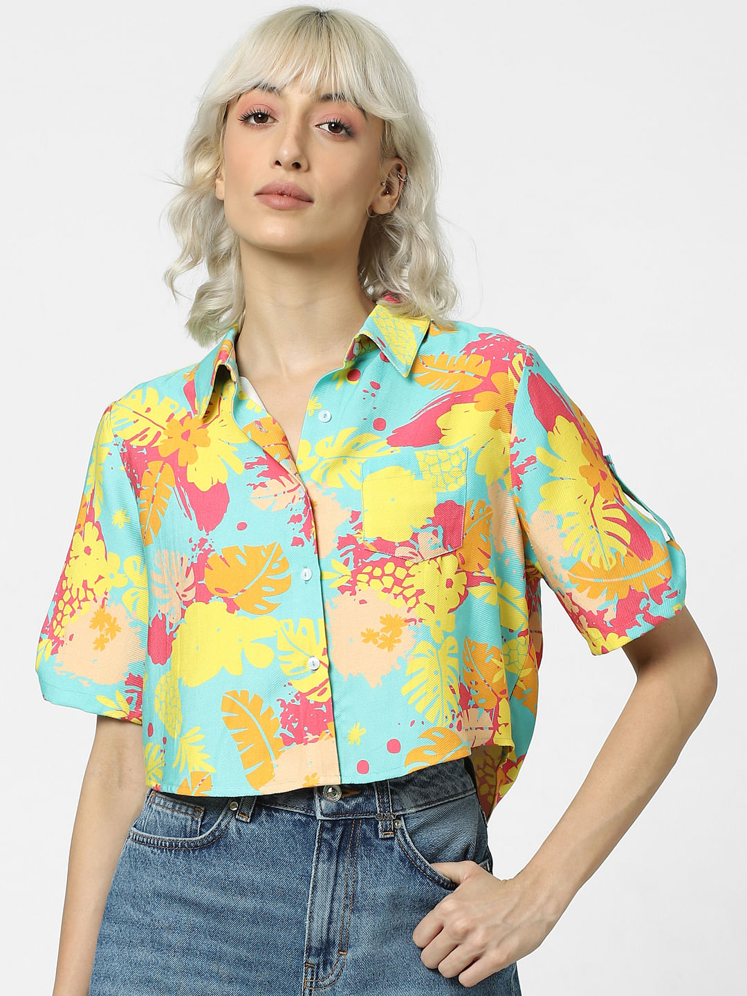 Yellow Tropical Print Shirt