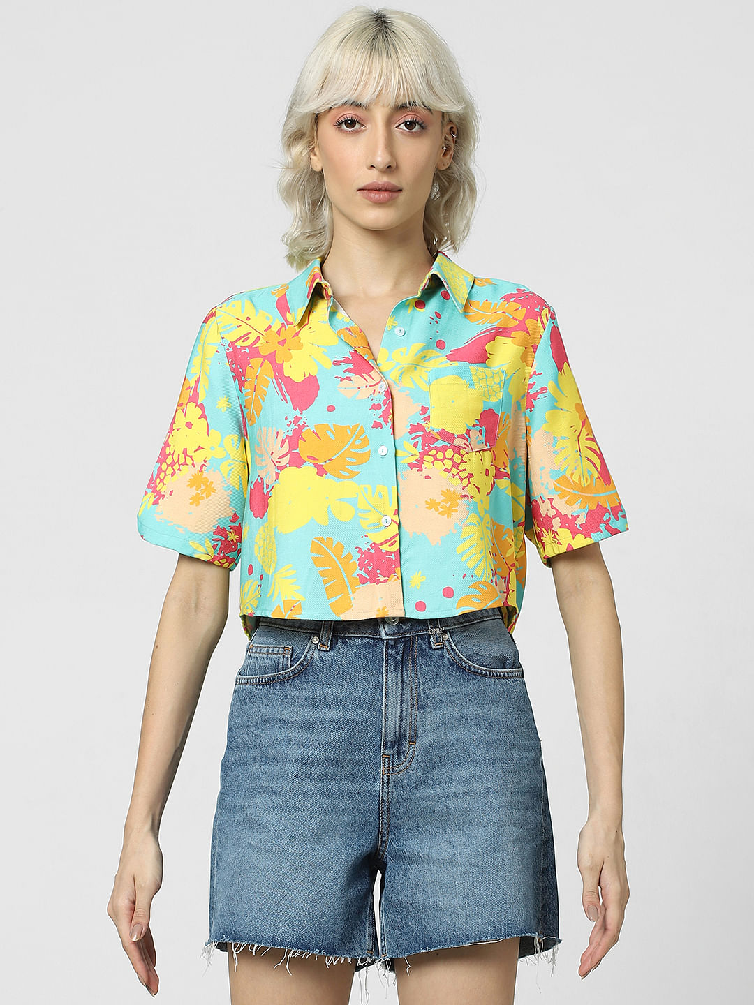 Yellow Tropical Print Shirt