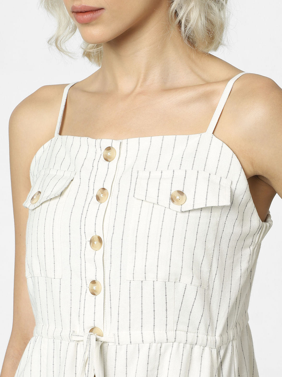 Off-White Striped Wide Leg Jumpsuit