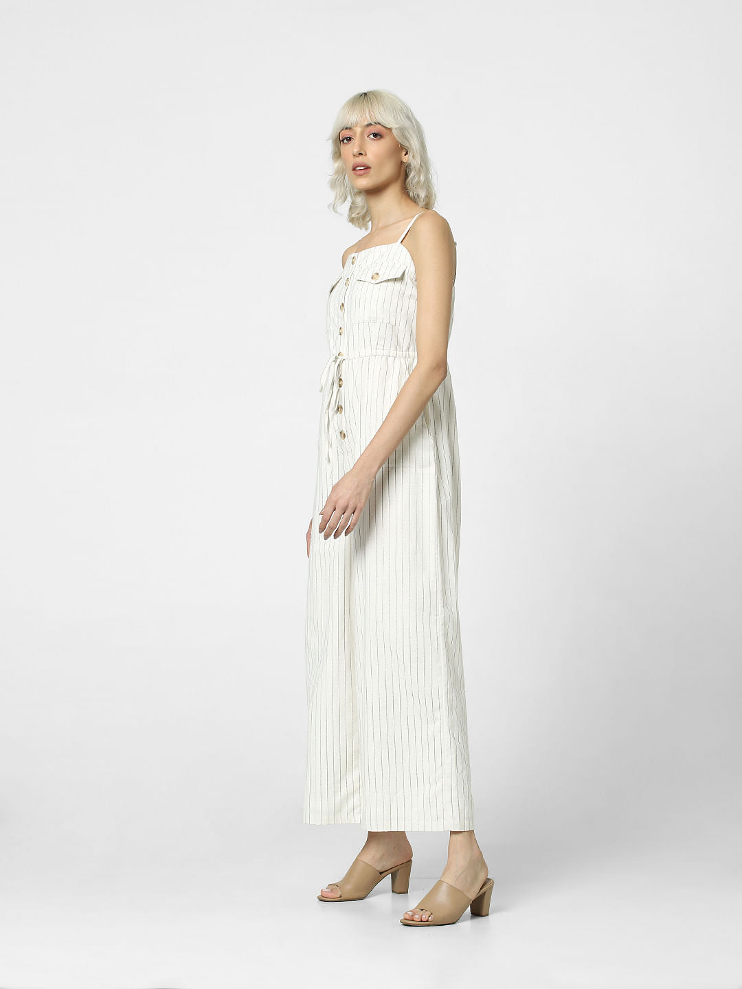 Off-White Striped Wide Leg Jumpsuit