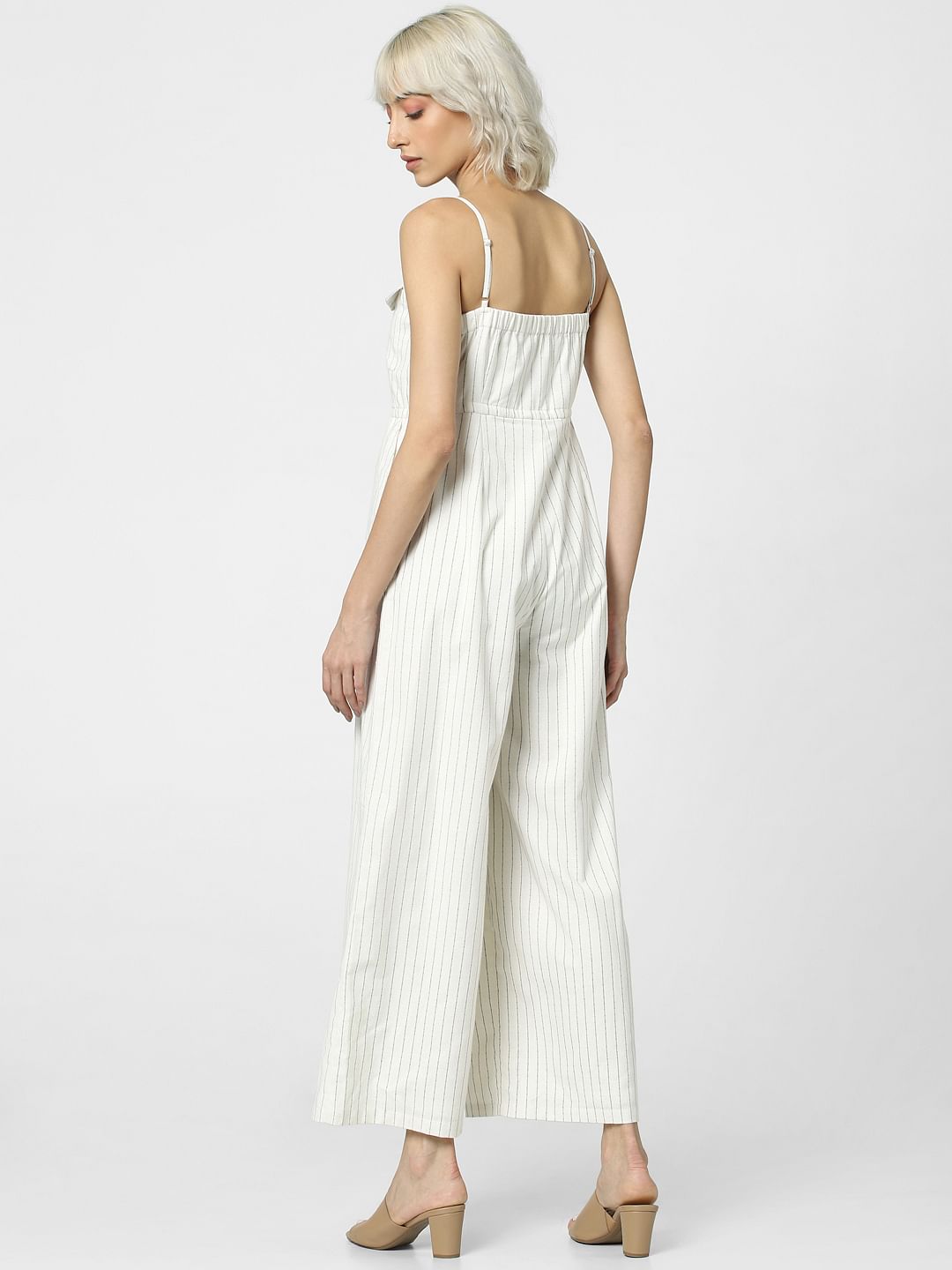 Off-White Striped Wide Leg Jumpsuit