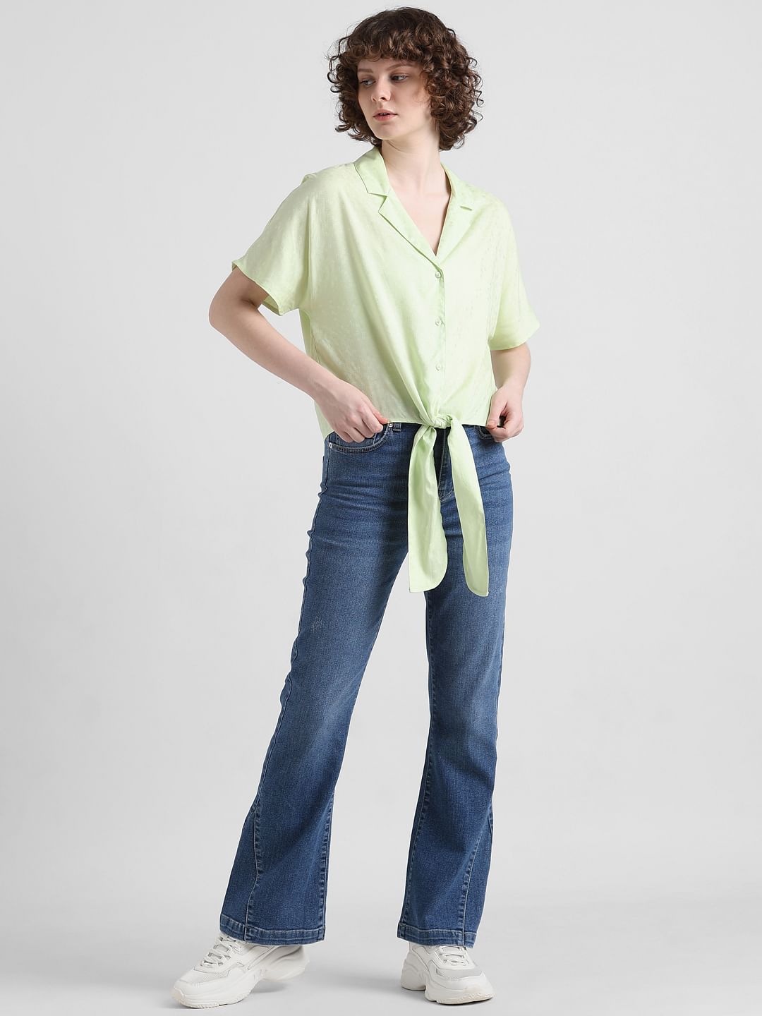 Green Front Knot Shirt