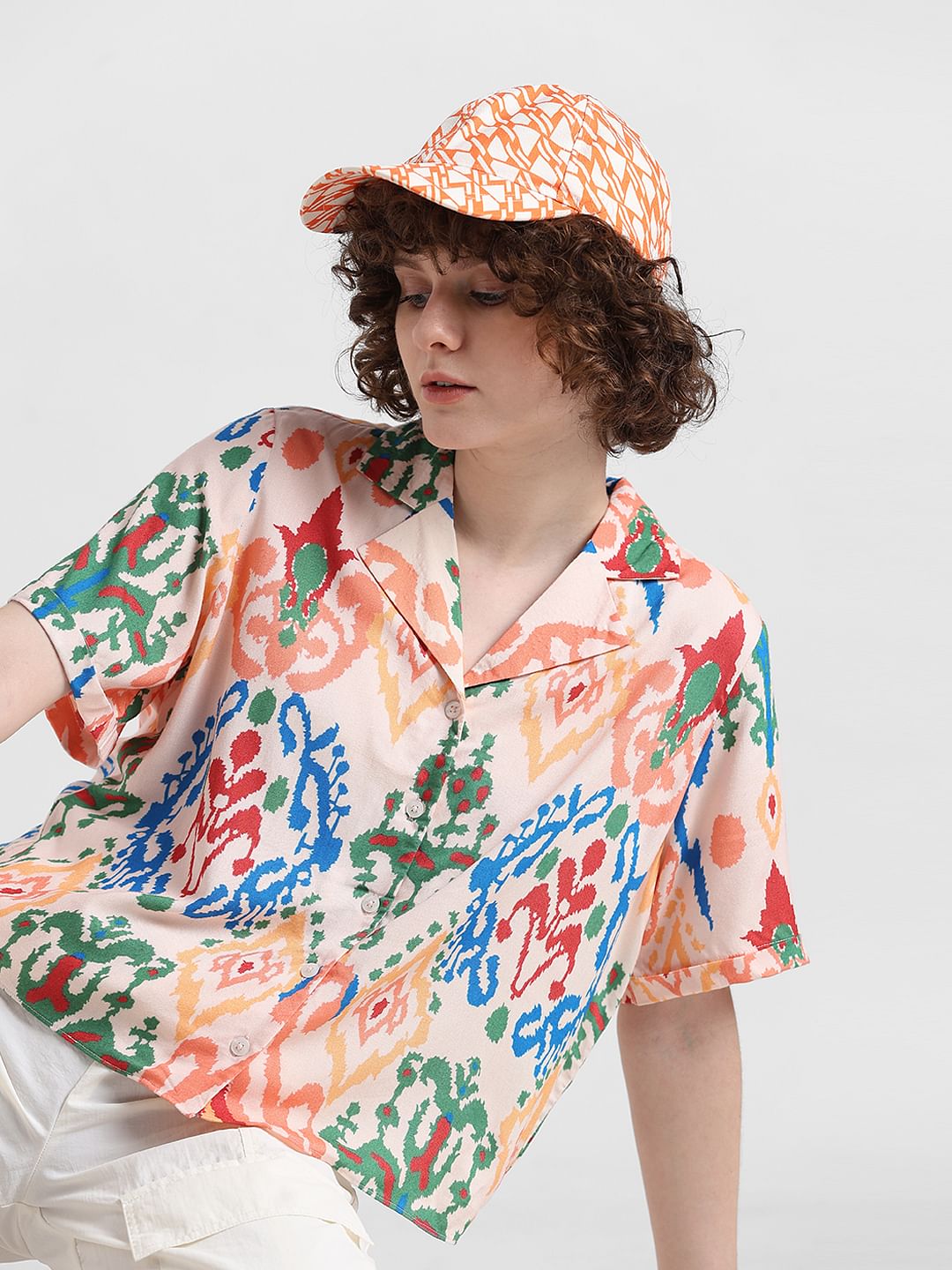 Pink Abstract Print Resort Shirt