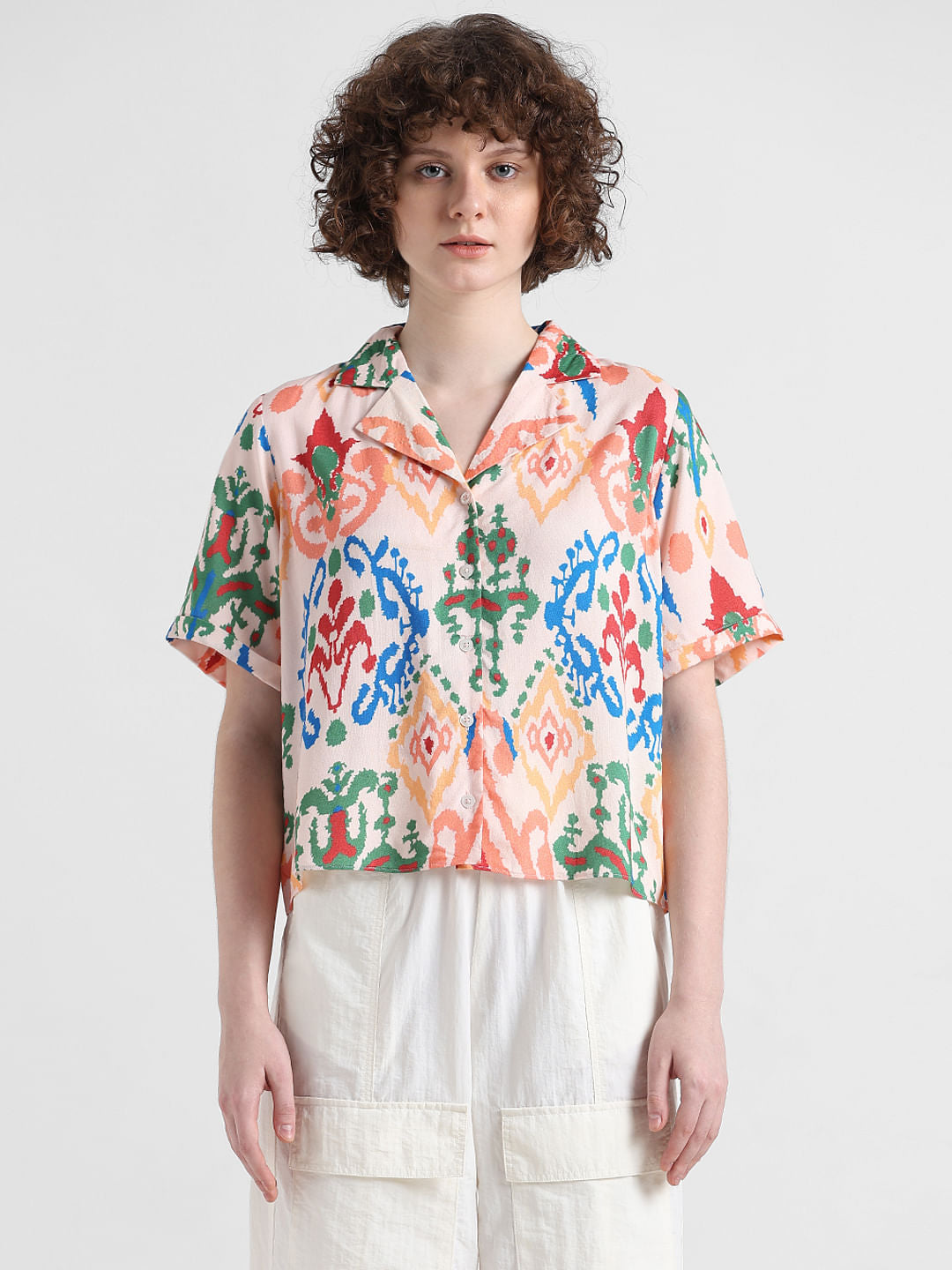 Pink Abstract Print Resort Shirt