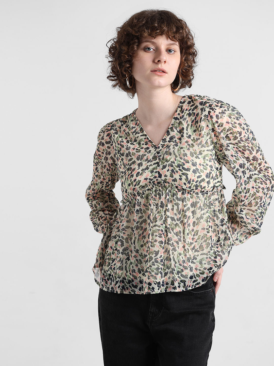 Chiffon Floral Flounce Top