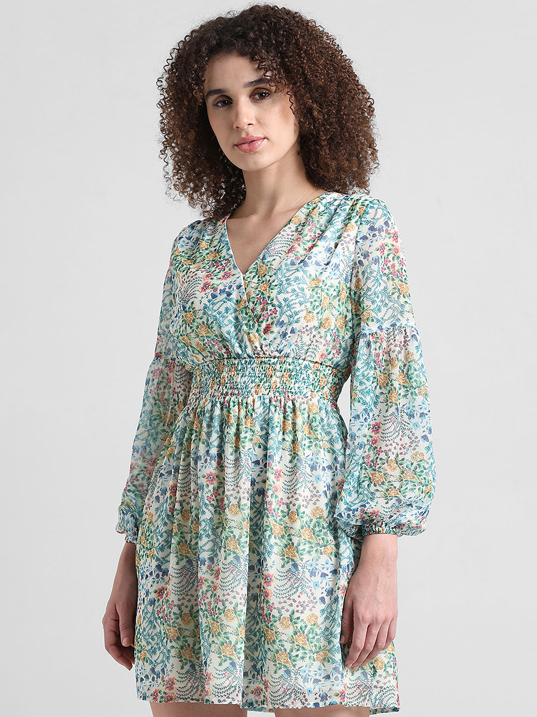 Green Printed Wrap Dress