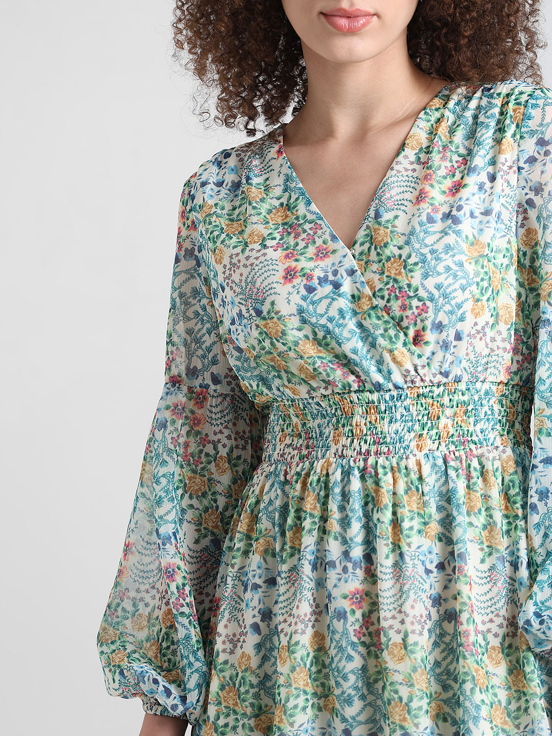 Green Printed Wrap Dress