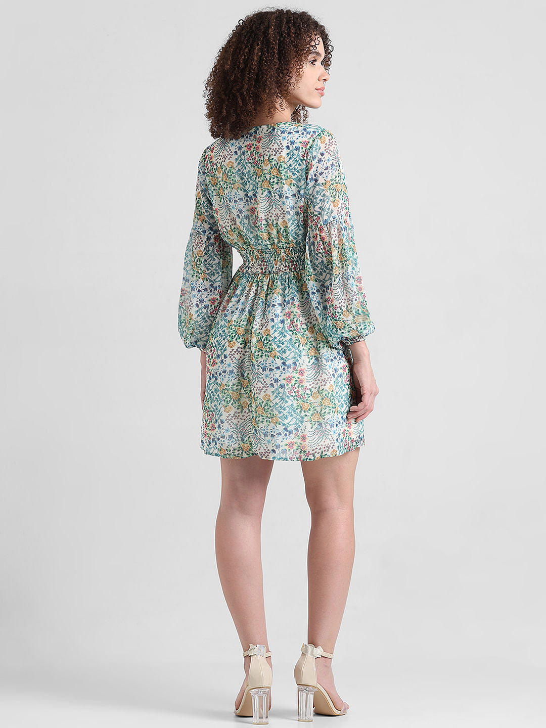 Green Printed Wrap Dress