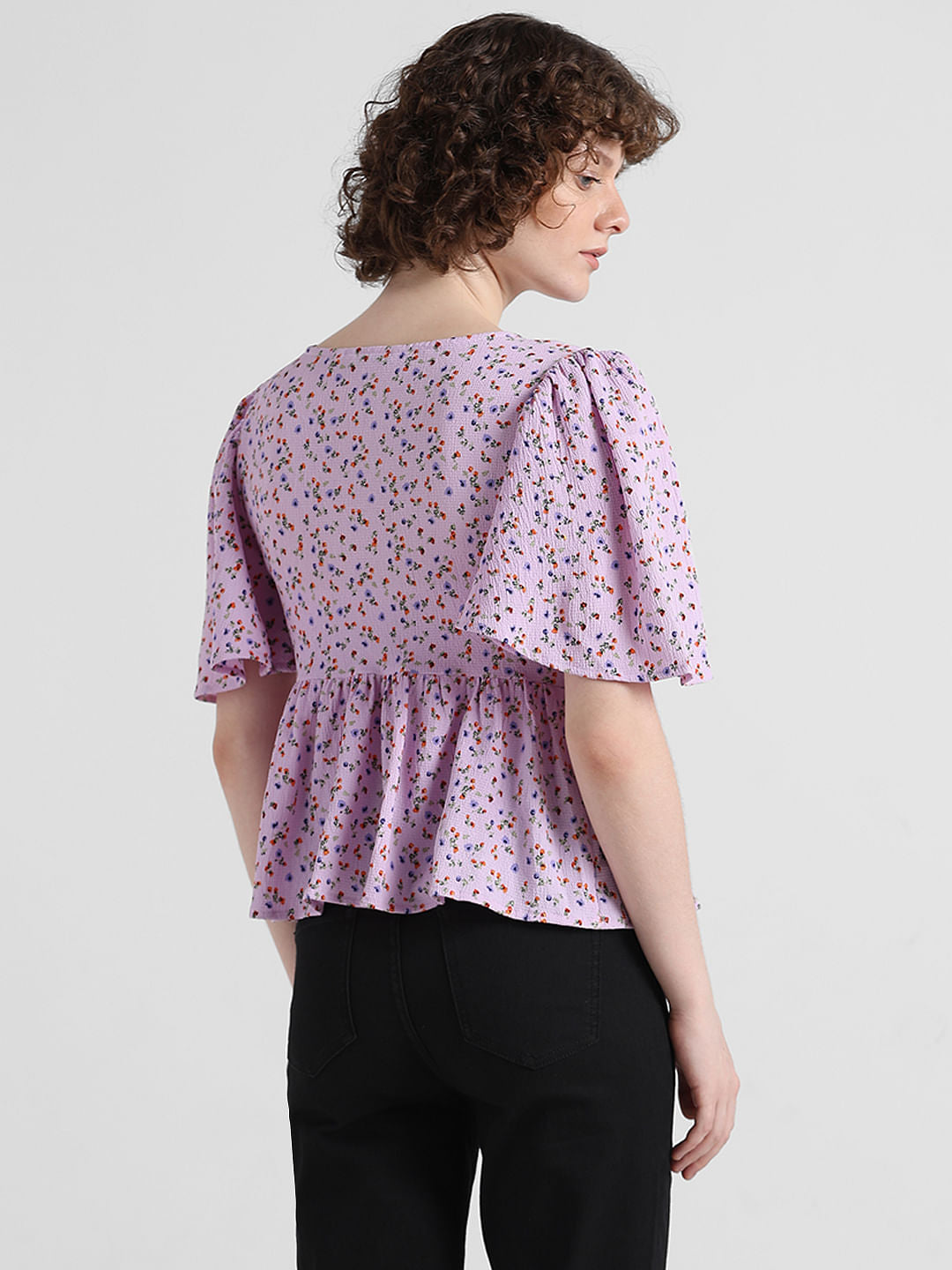 Lavender Floral Smocked Top