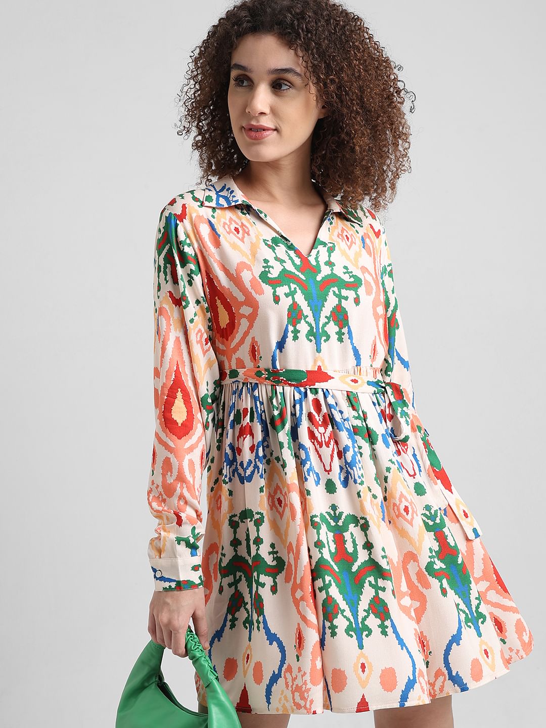 Pink Printed Fit And Flare Dress