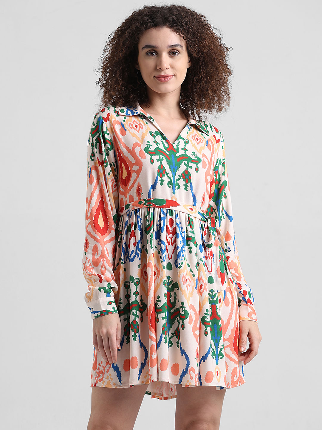 Pink Printed Fit And Flare Dress